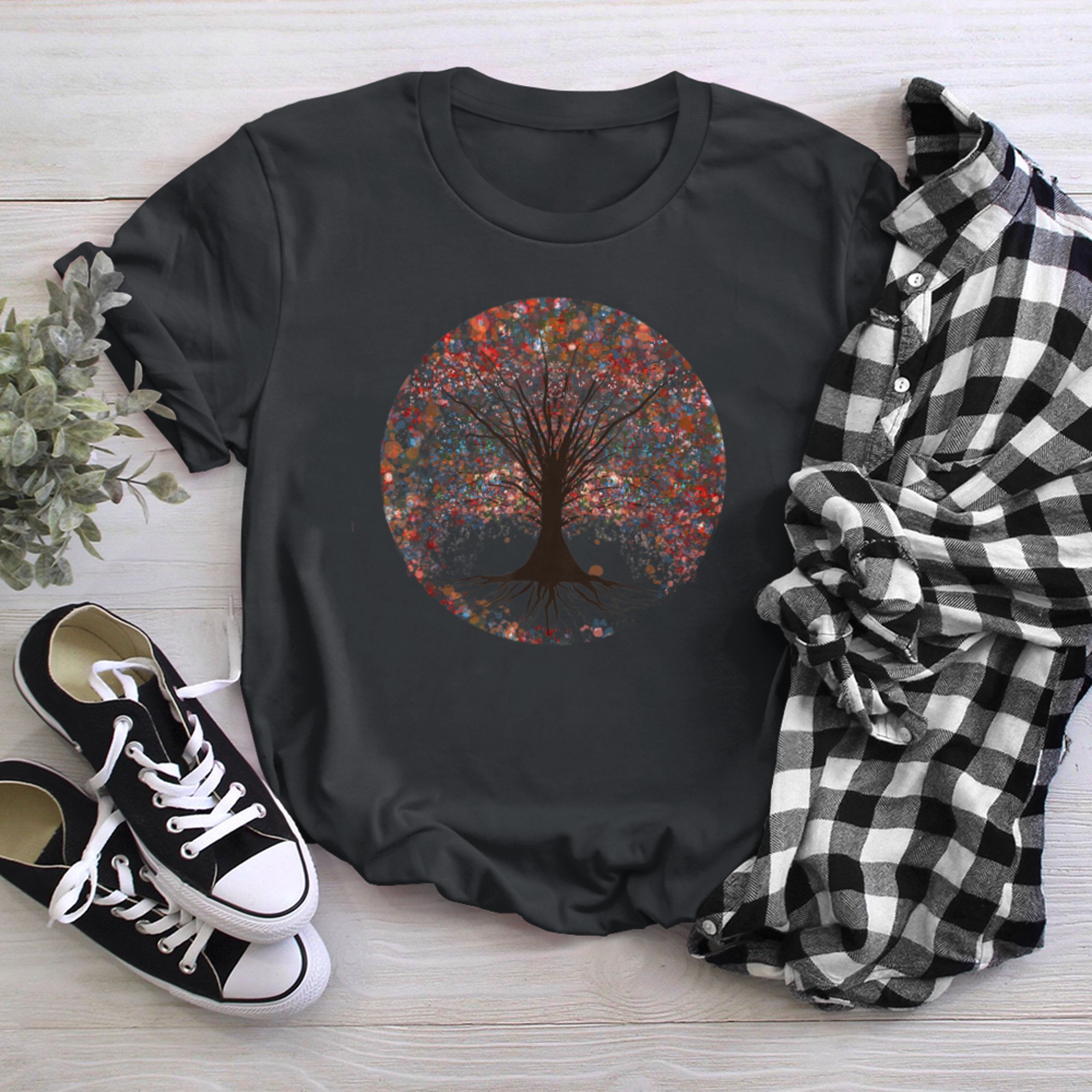 Celtic Tree of colors. Celtic symbols. Celtic life t-shirt black