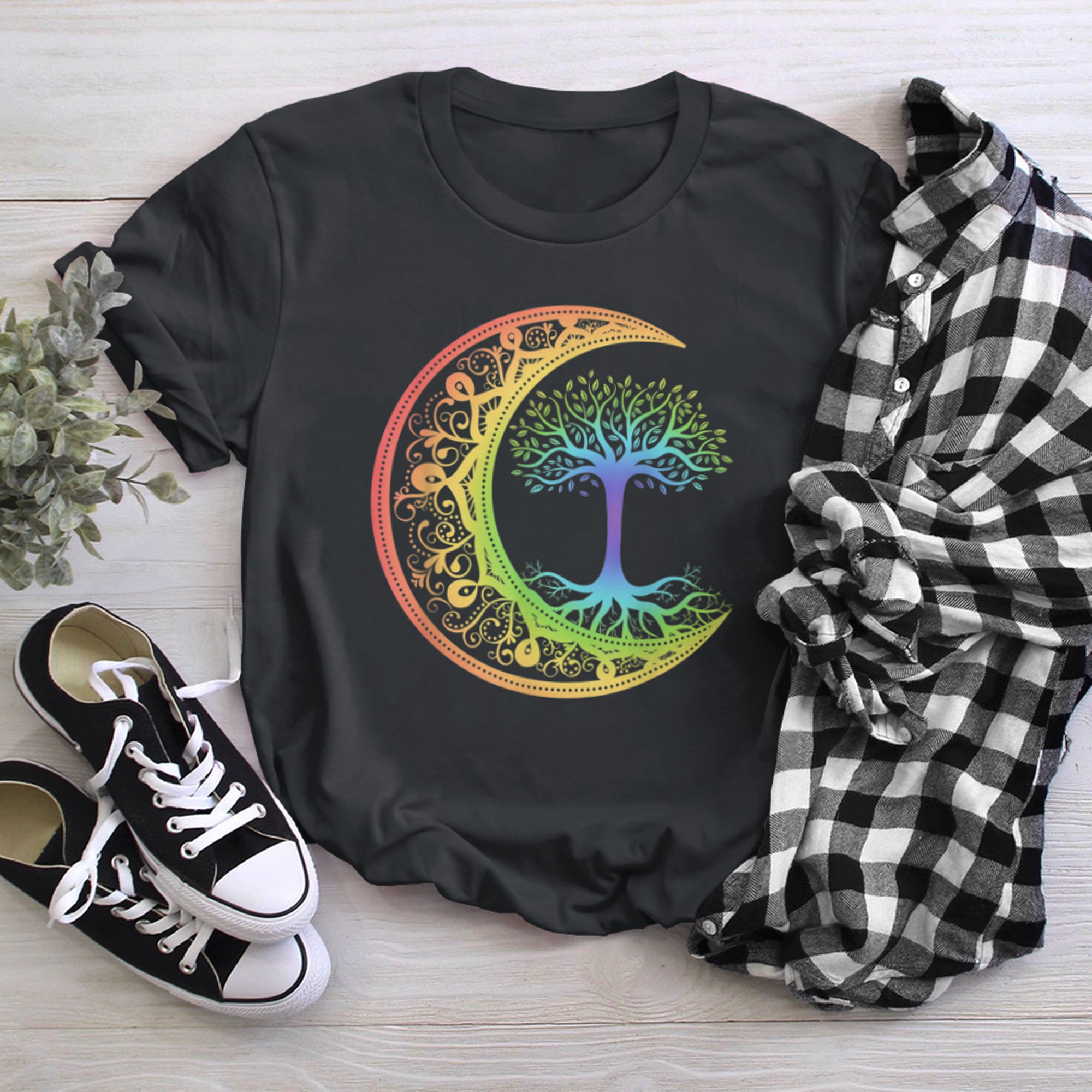 Chakra Tree Of Life Mandala Zen Yoga Om Symbol Buddhism (10) t-shirt black