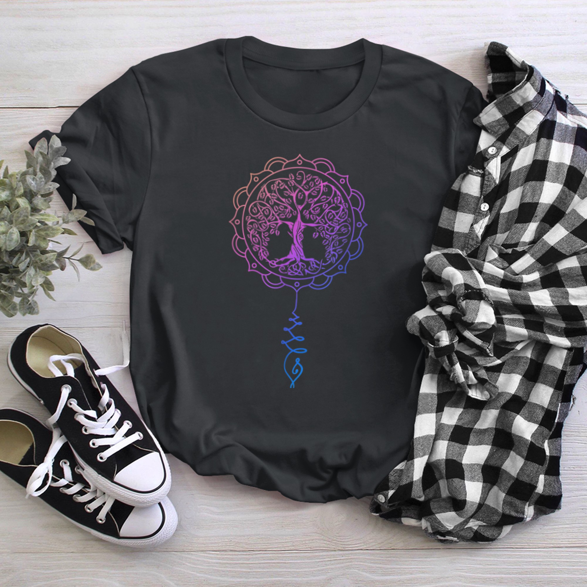 Chakra Tree Of Life Mandala Zen Yoga Om Symbol Buddhism (18) t-shirt black