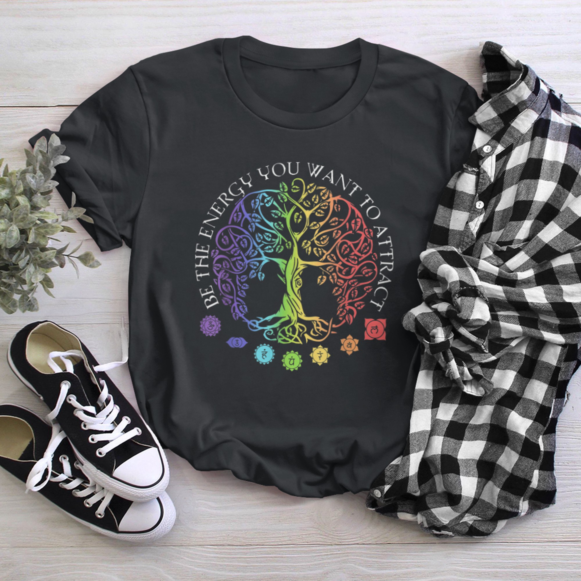 Chakra Tree Of Life Mandala Zen Yoga Om Symbol Buddhism (21) t-shirt black