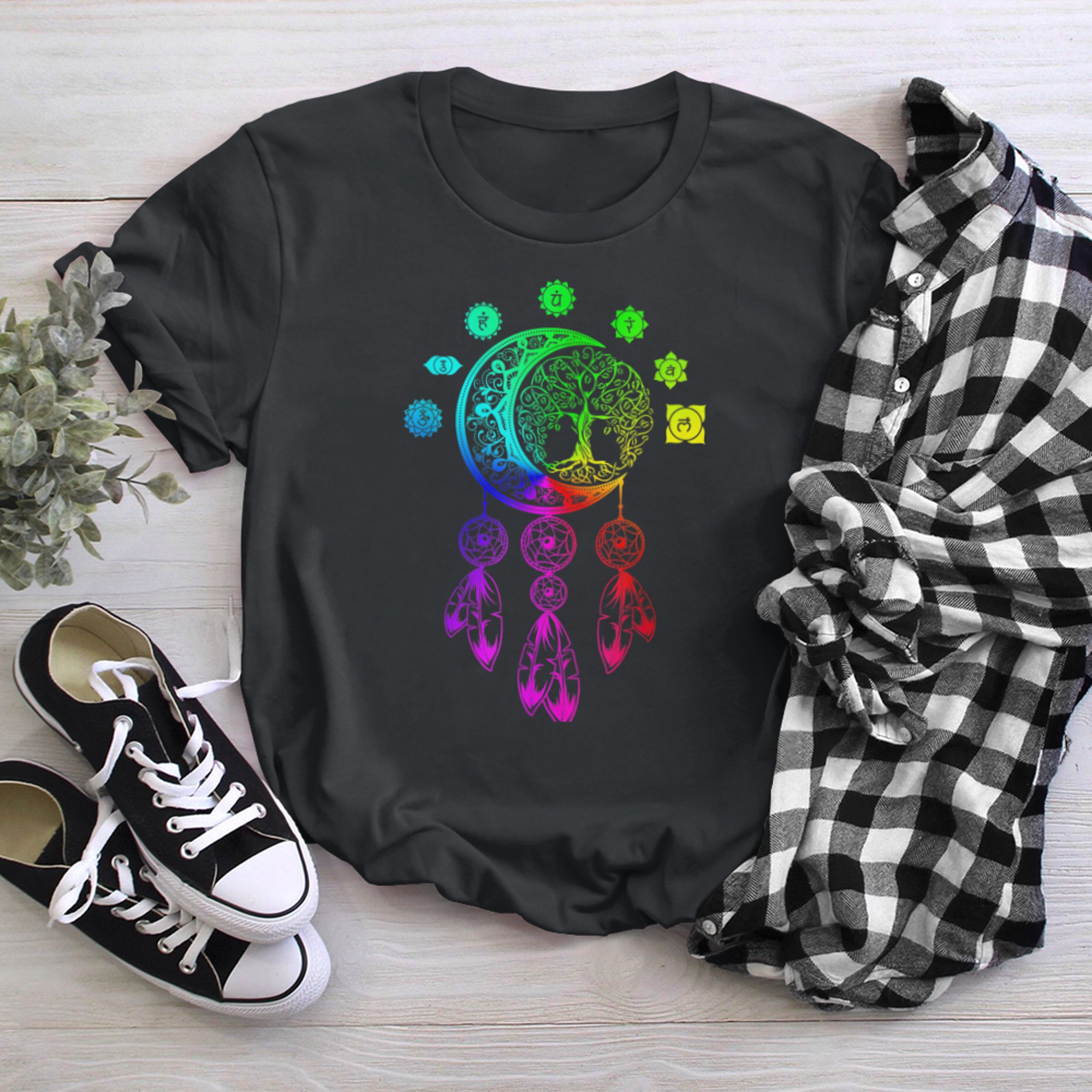 Chakra Tree Of Life Mandala Zen Yoga Om Symbol Buddhism (34) t-shirt black