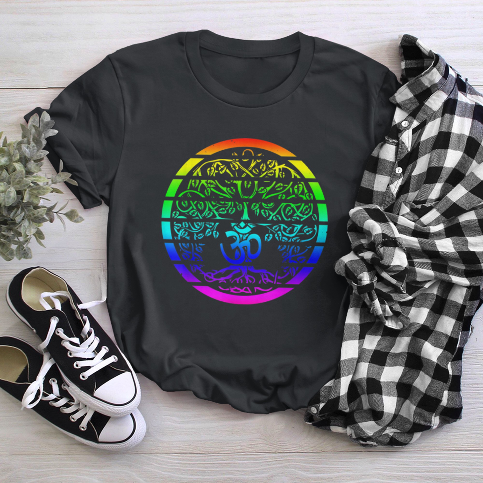 Chakra Tree Of Life Mandala Zen Yoga Om Symbol Buddhism (36) t-shirt black