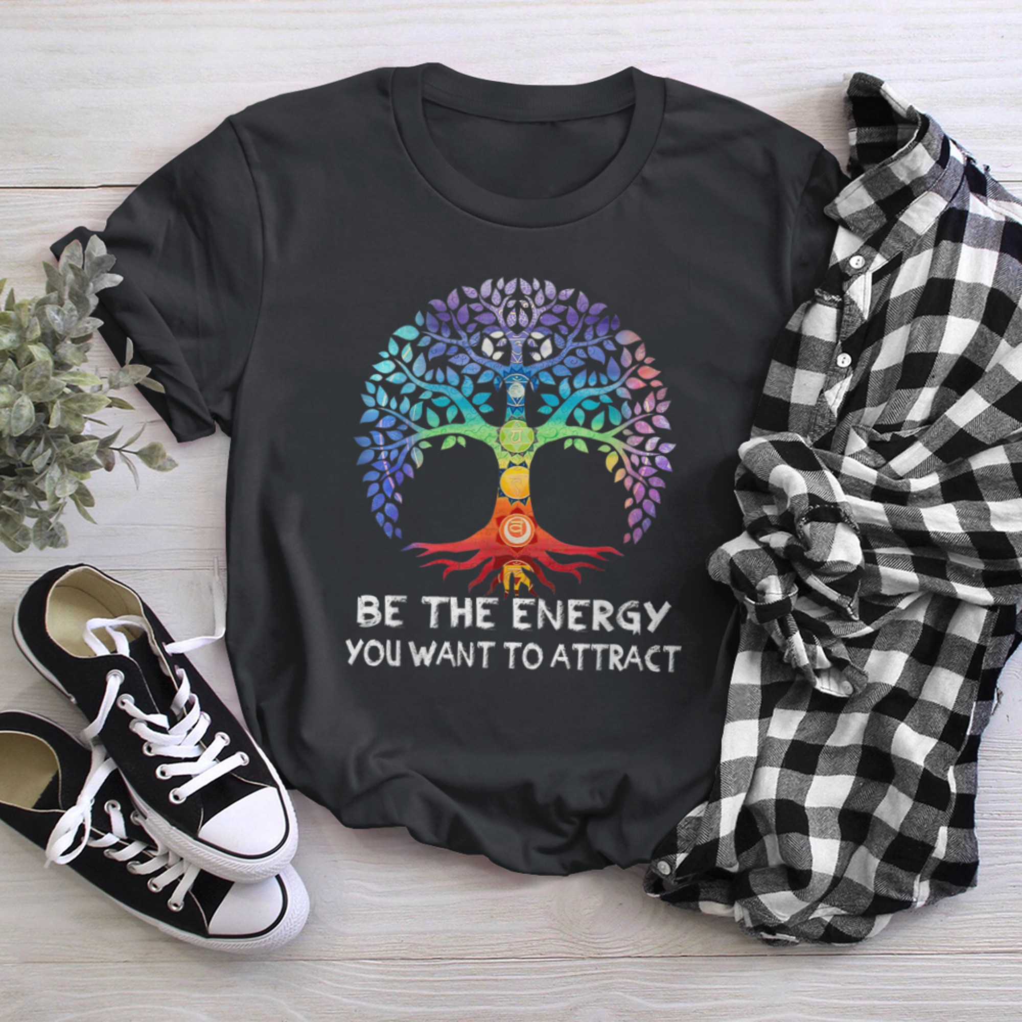 Chakra Tree of Life Shirt Be the energy you want to attract t-shirt black