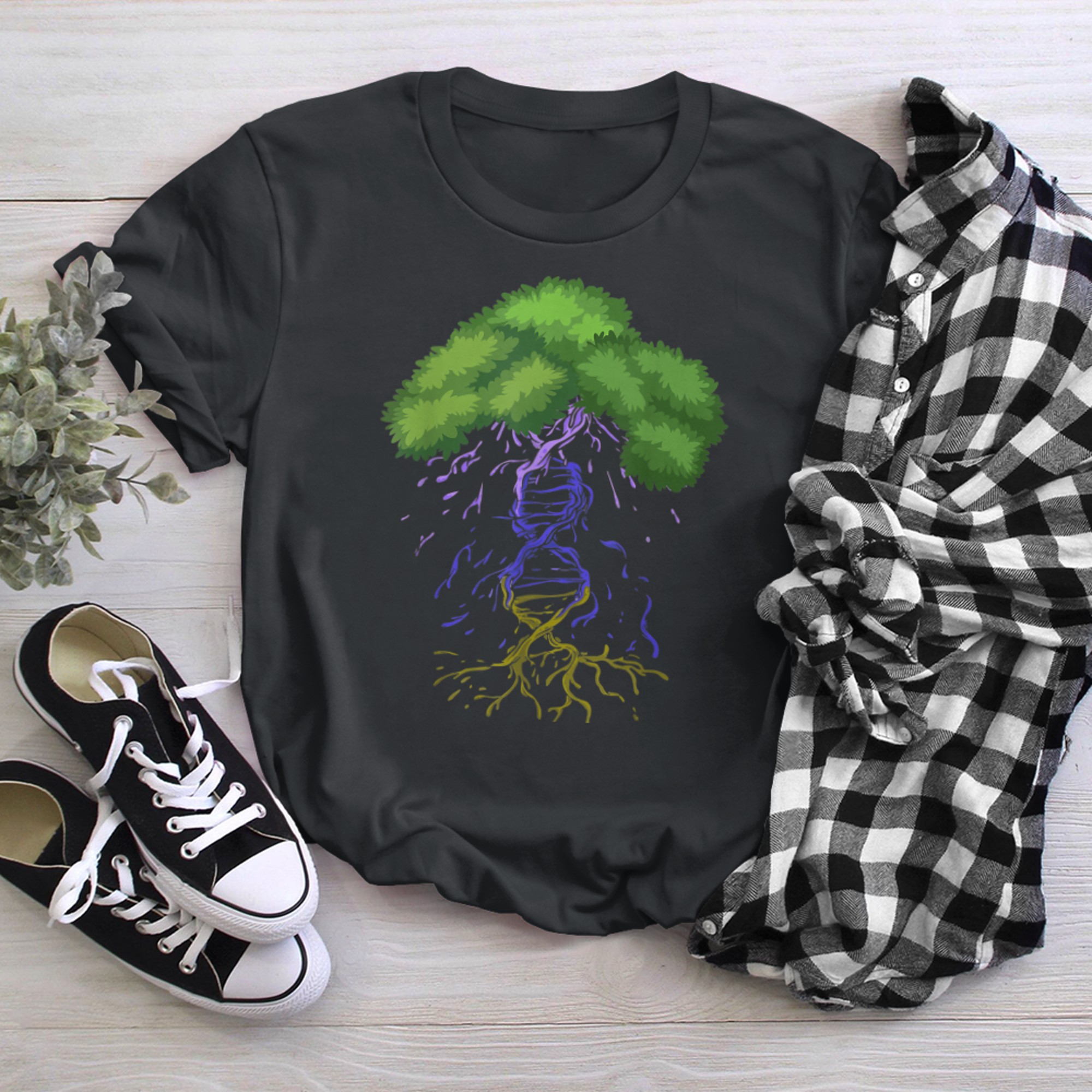 DNA Fractal Genealogy Of Life Earth Genetics Biologist Tree t-shirt black