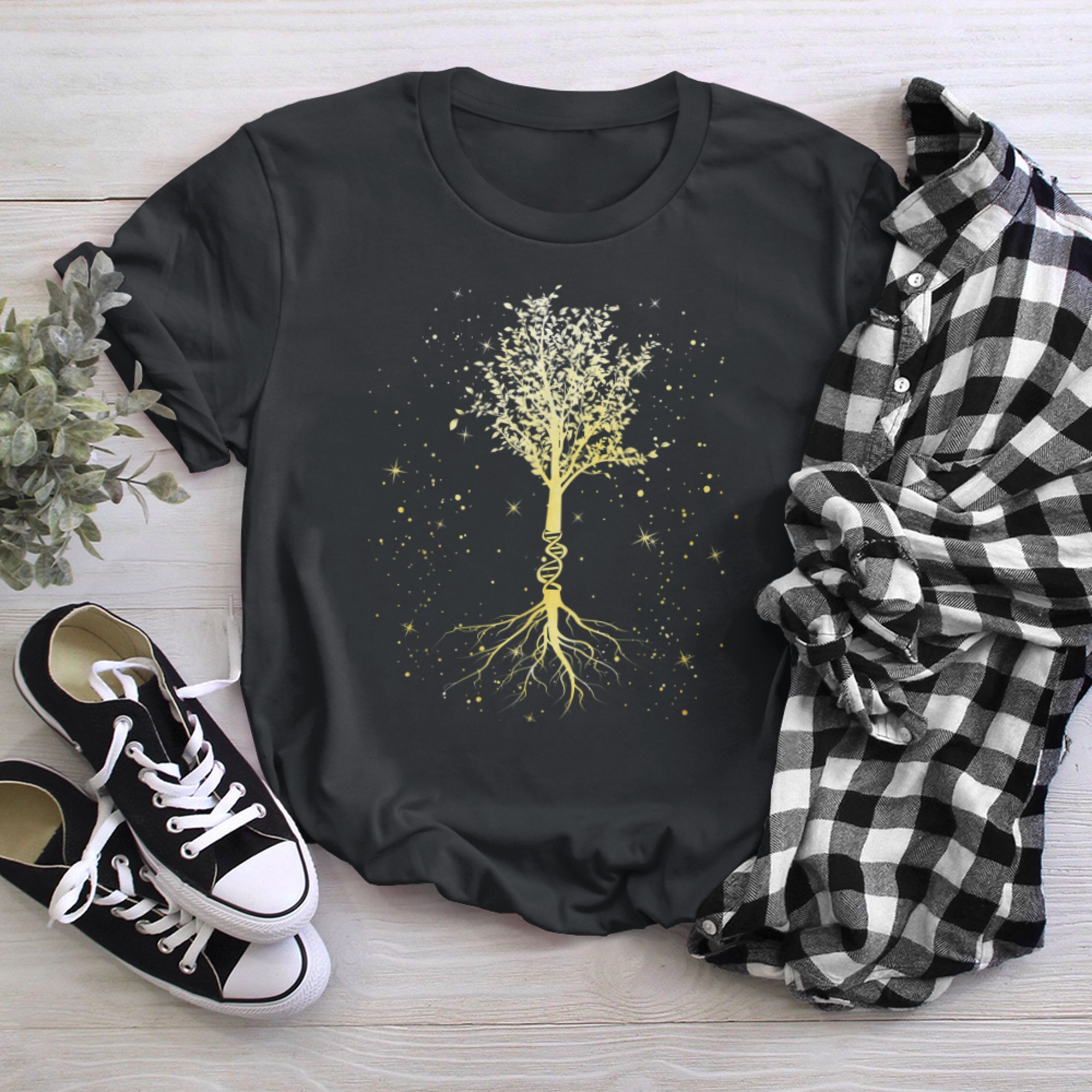 DNA Fractal Genealogy Of Life Mindfulness Tree Science Class t-shirt black