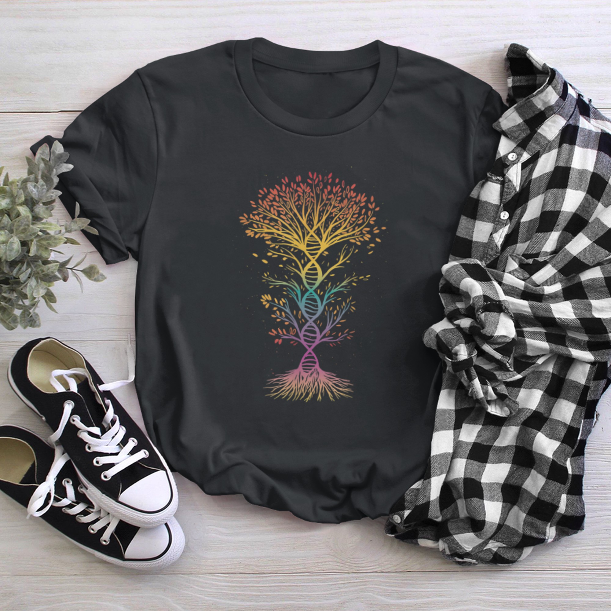 DNA Tree of Life Genetics Science Environmental Scientist t-shirt black