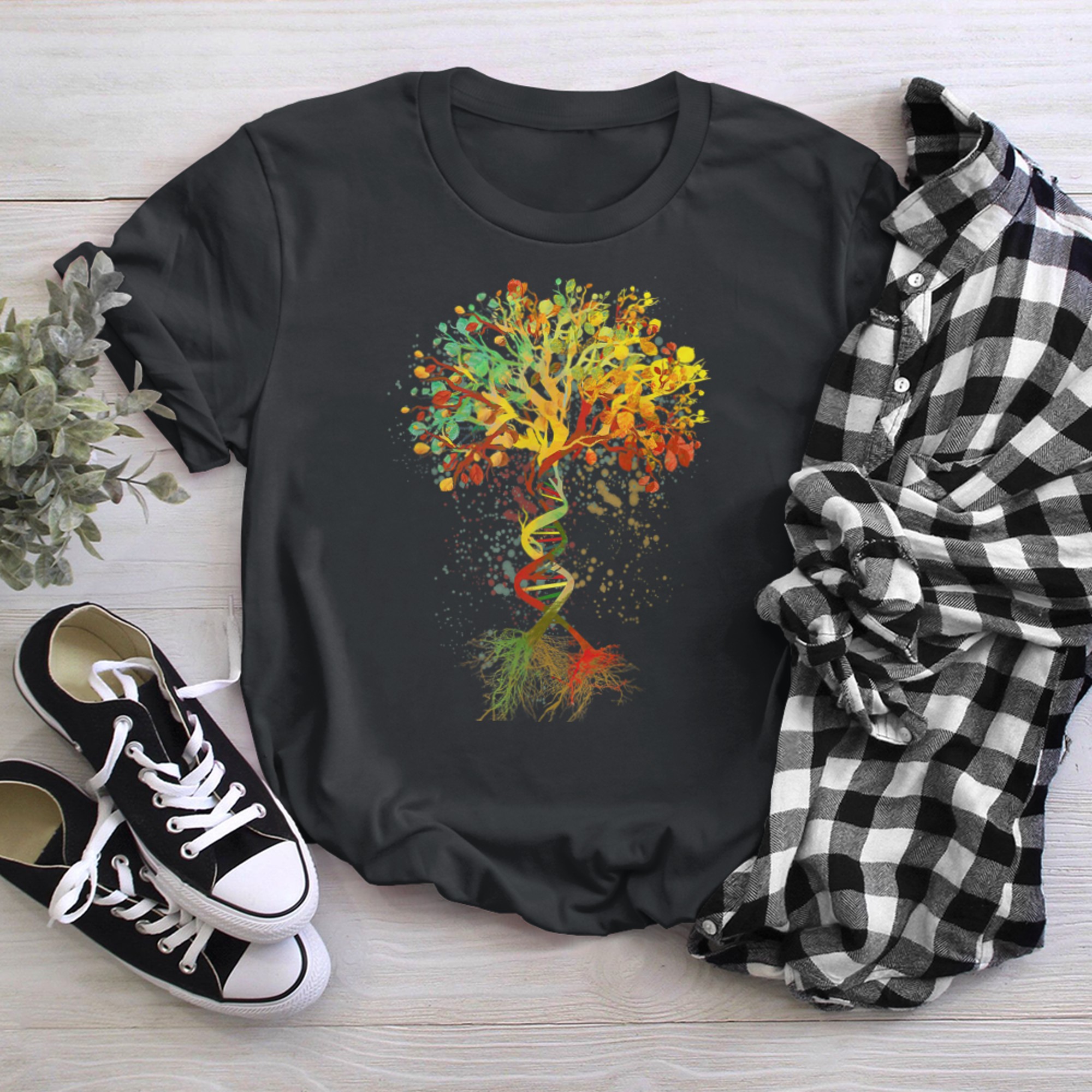 DNA Tree of Life Science Genetics Biology Environment Lover t-shirt black