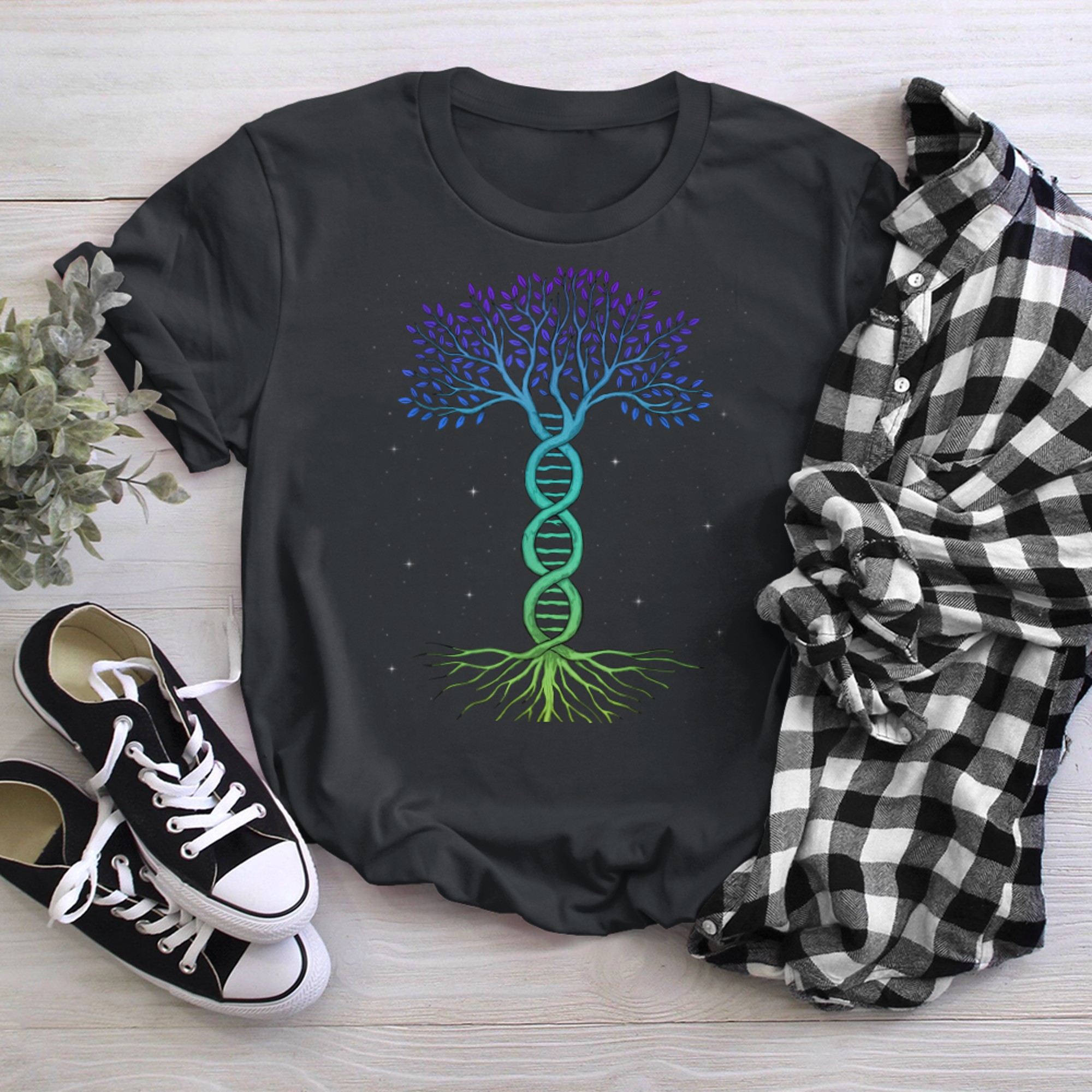 DNA Tree Shirt, Tree And Lover Of Life Tshirt, Spirituality t-shirt black