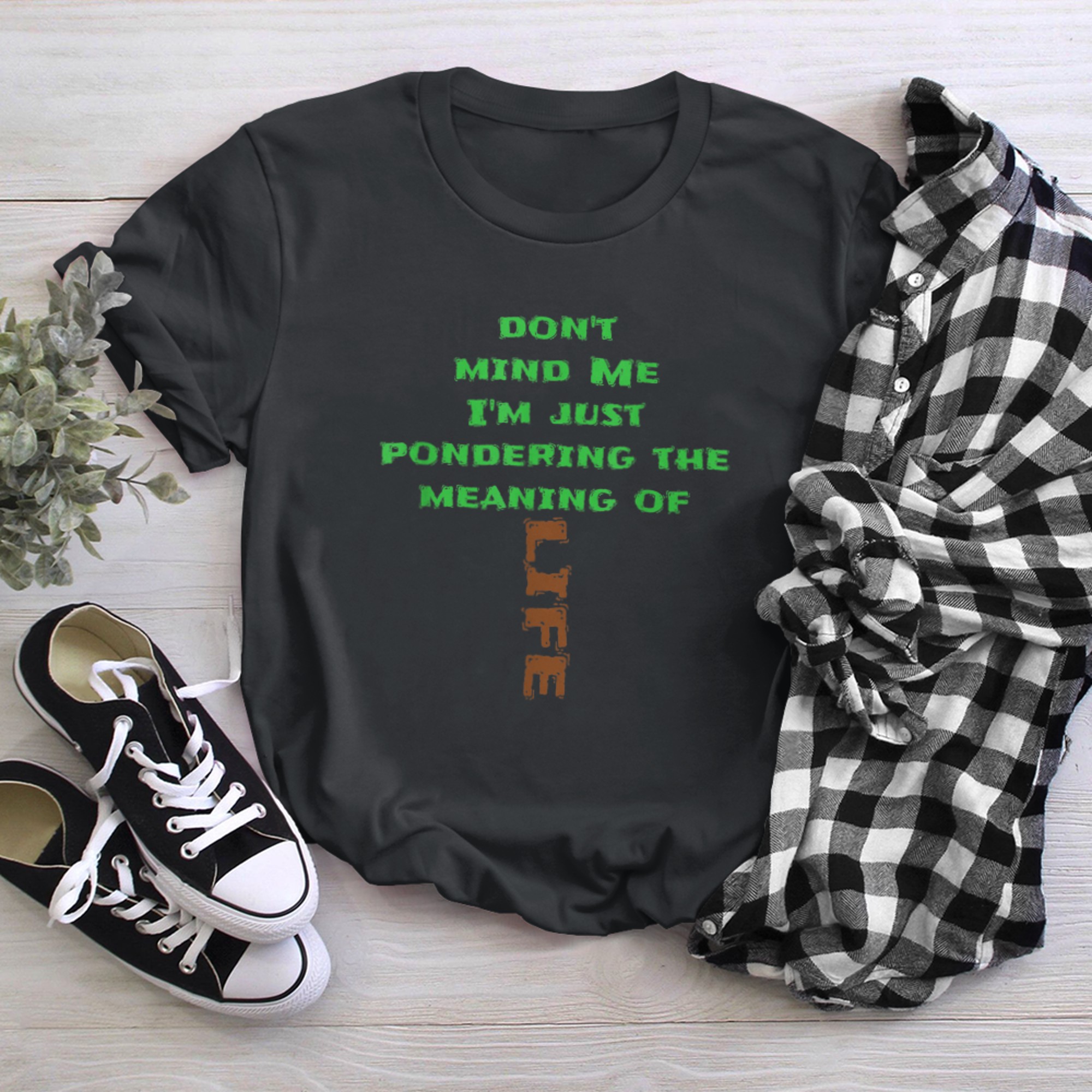 Don't Mind Me I'm Just Pondering the Meaning of Life Tree t-shirt black