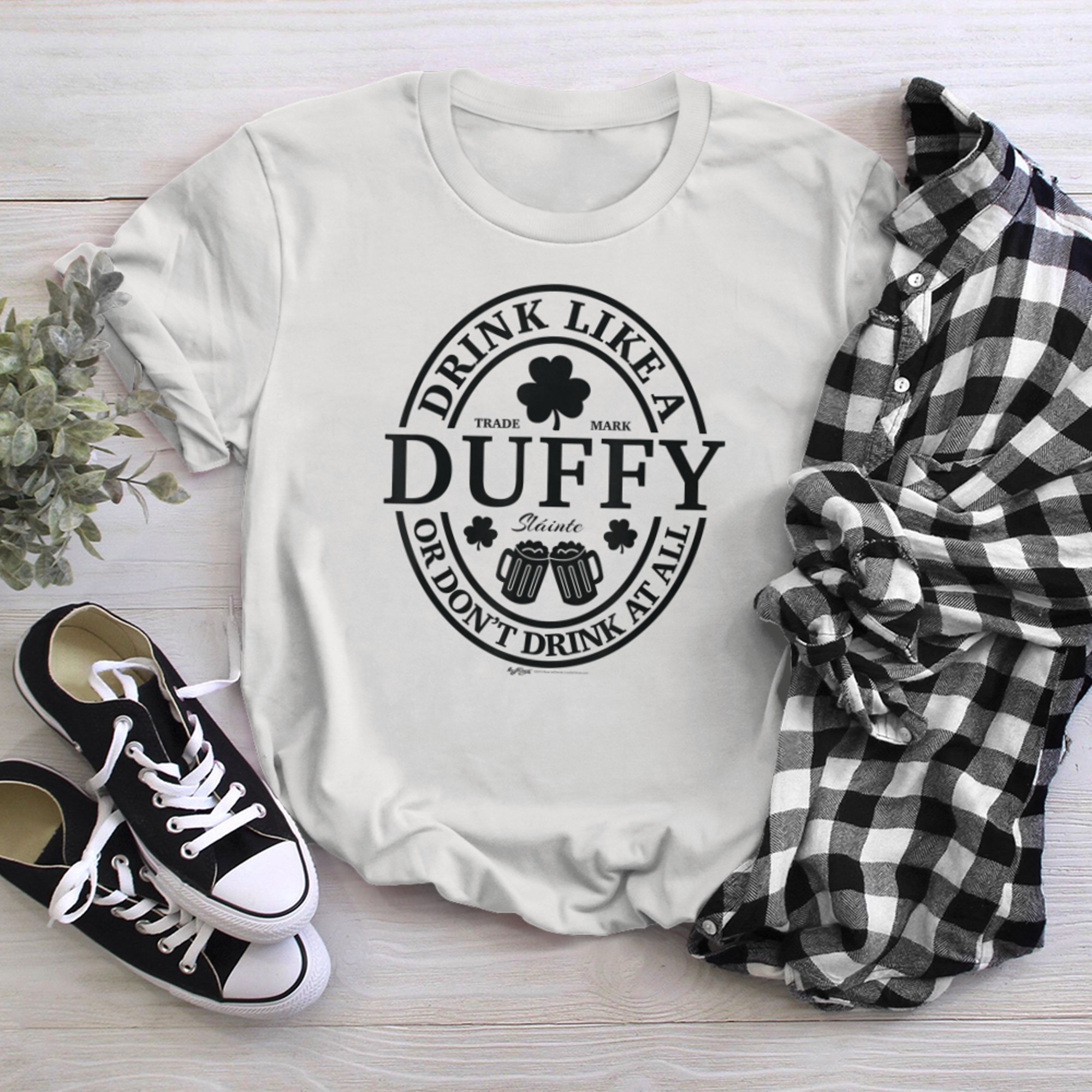 Drink Like A Duffy Shamrock St Patricks Day T Shirt t-shirt White