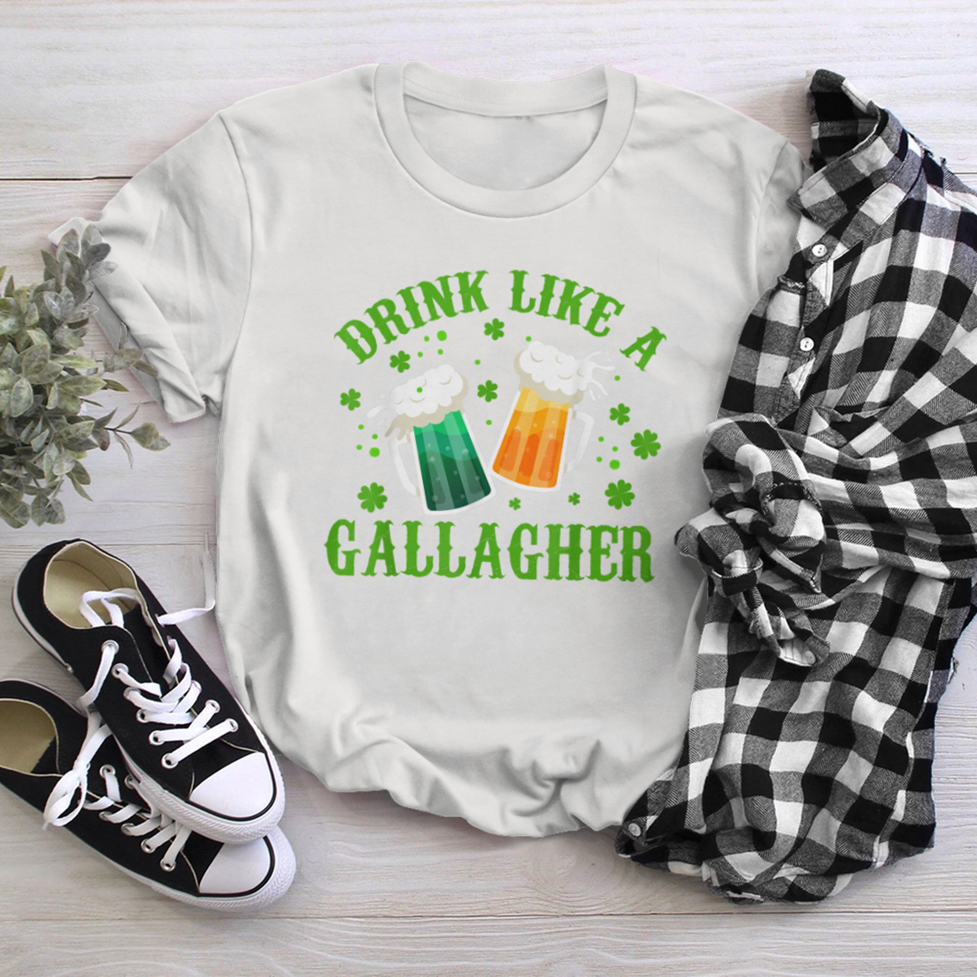 Drink Like A Gallagher - Funny Drinking St Patrick's Day t-shirt White