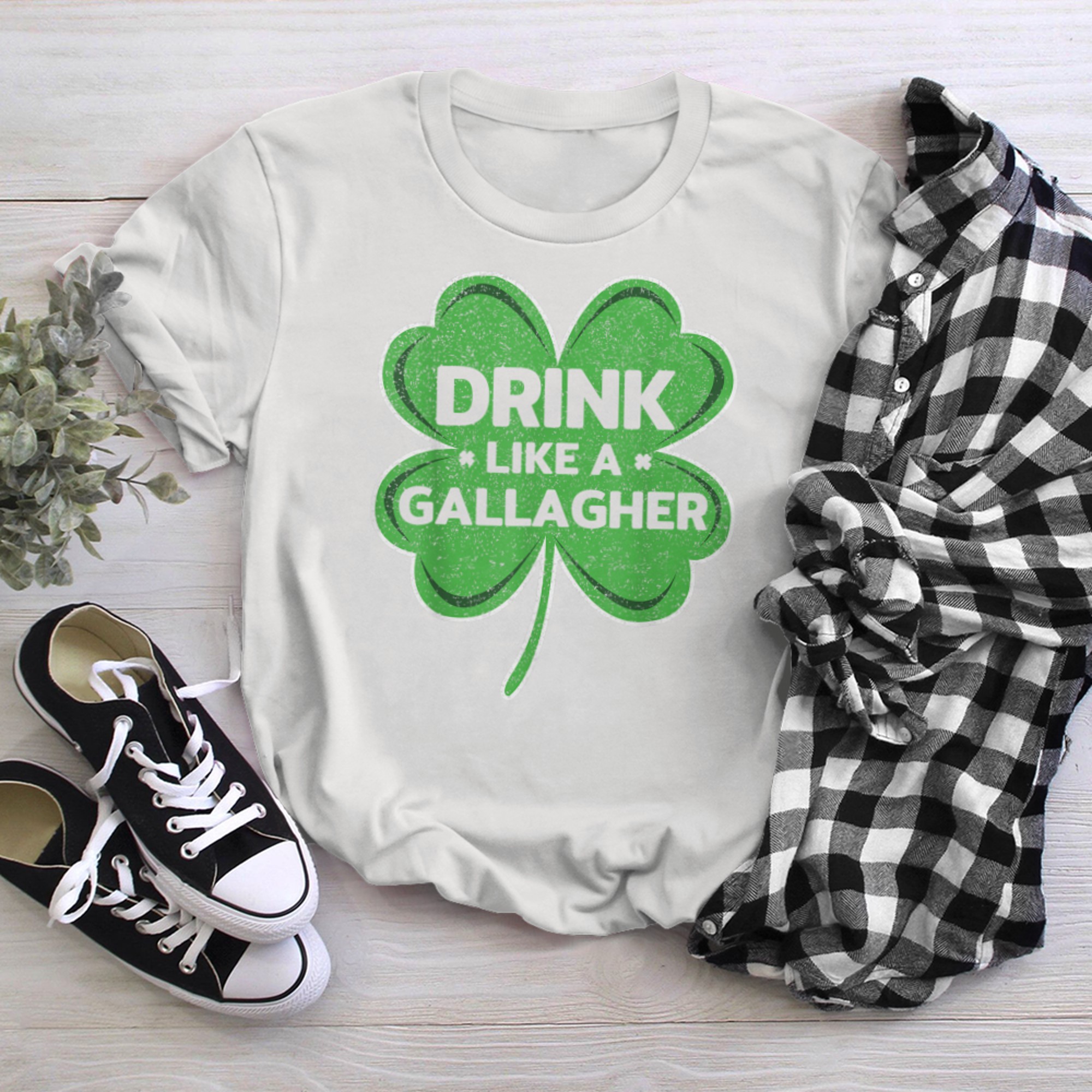 Drink Like A Gallagher Clover Irish Saint Patricks Day t-shirt White