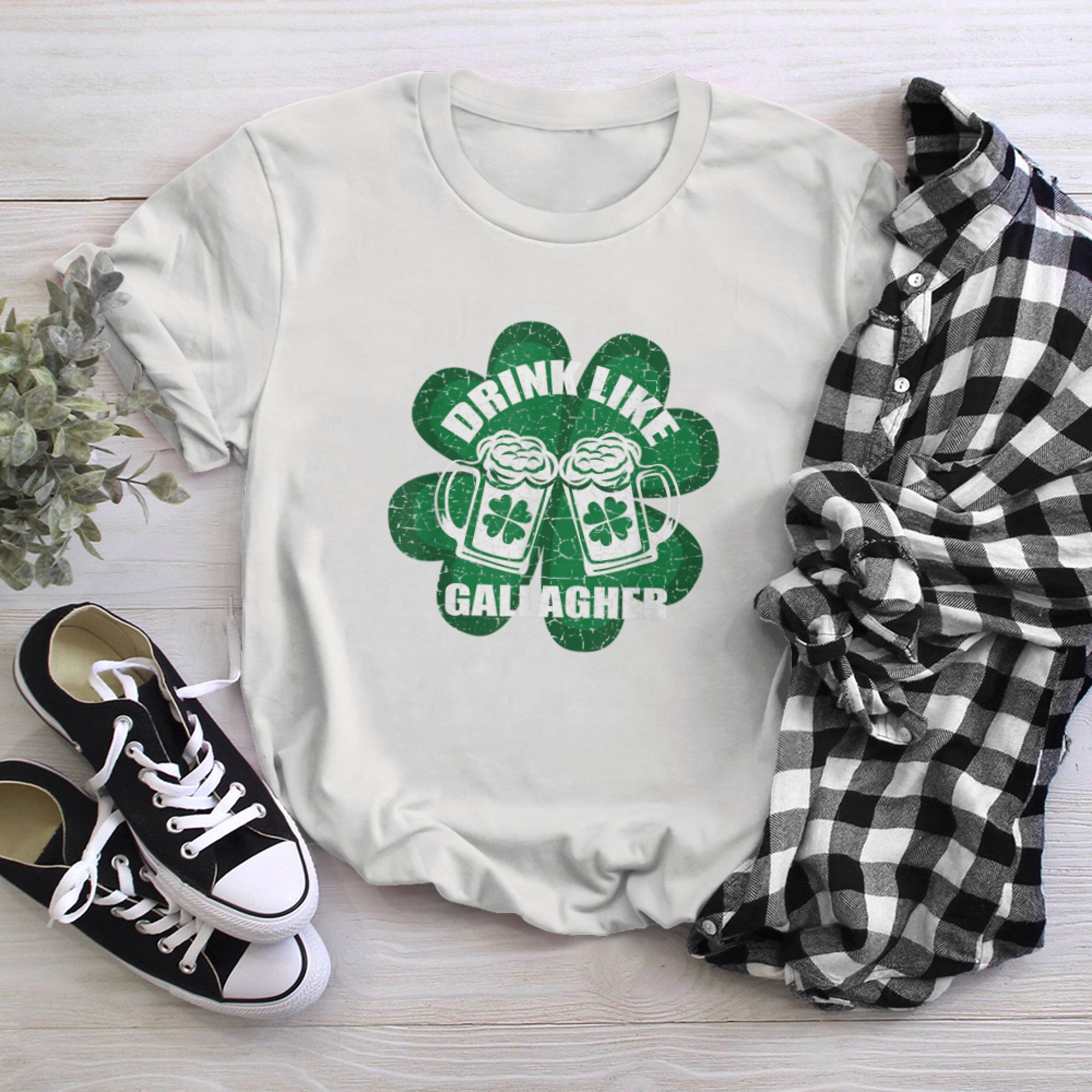 Drink Like A Gallagher Saint Patrick's Day T-Shirt Irish t-shirt White