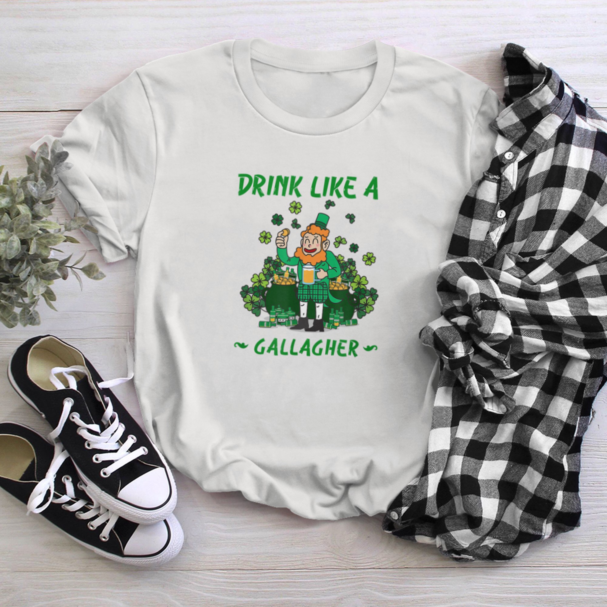 Drink Like a Gallagher St Patricks Day Irish Flag Pride (1) t-shirt White