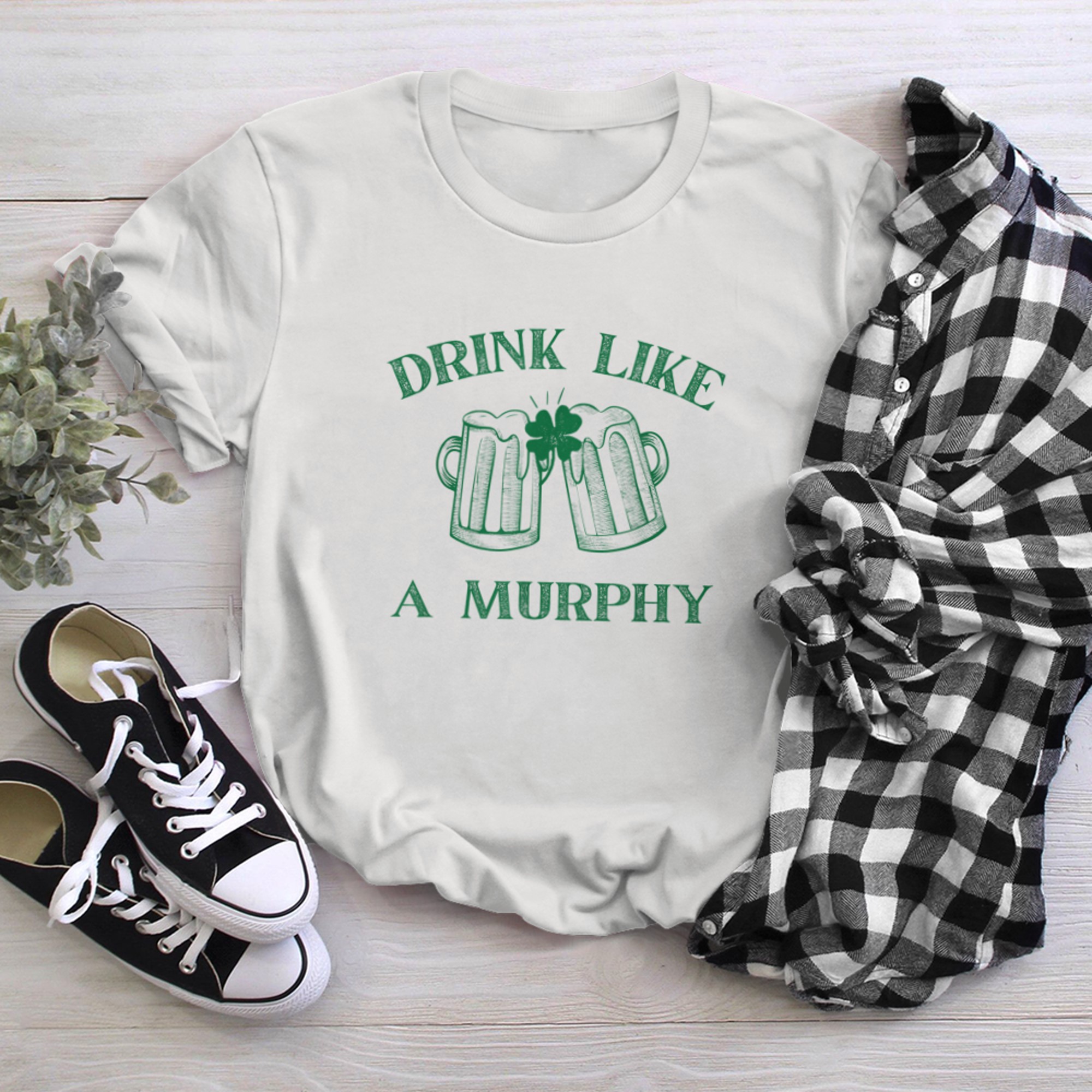 Drink Like A Murphy Beers Clover St Patricks Day t-shirt White