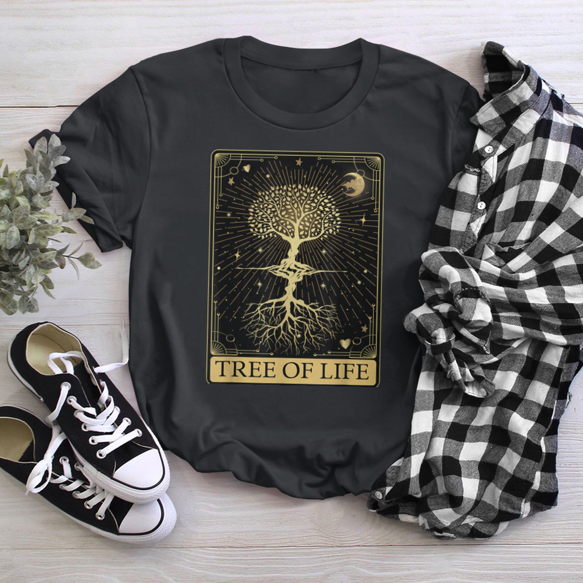 Envision Styles Spiritual Tarot Tree of Life Occult t-shirt black