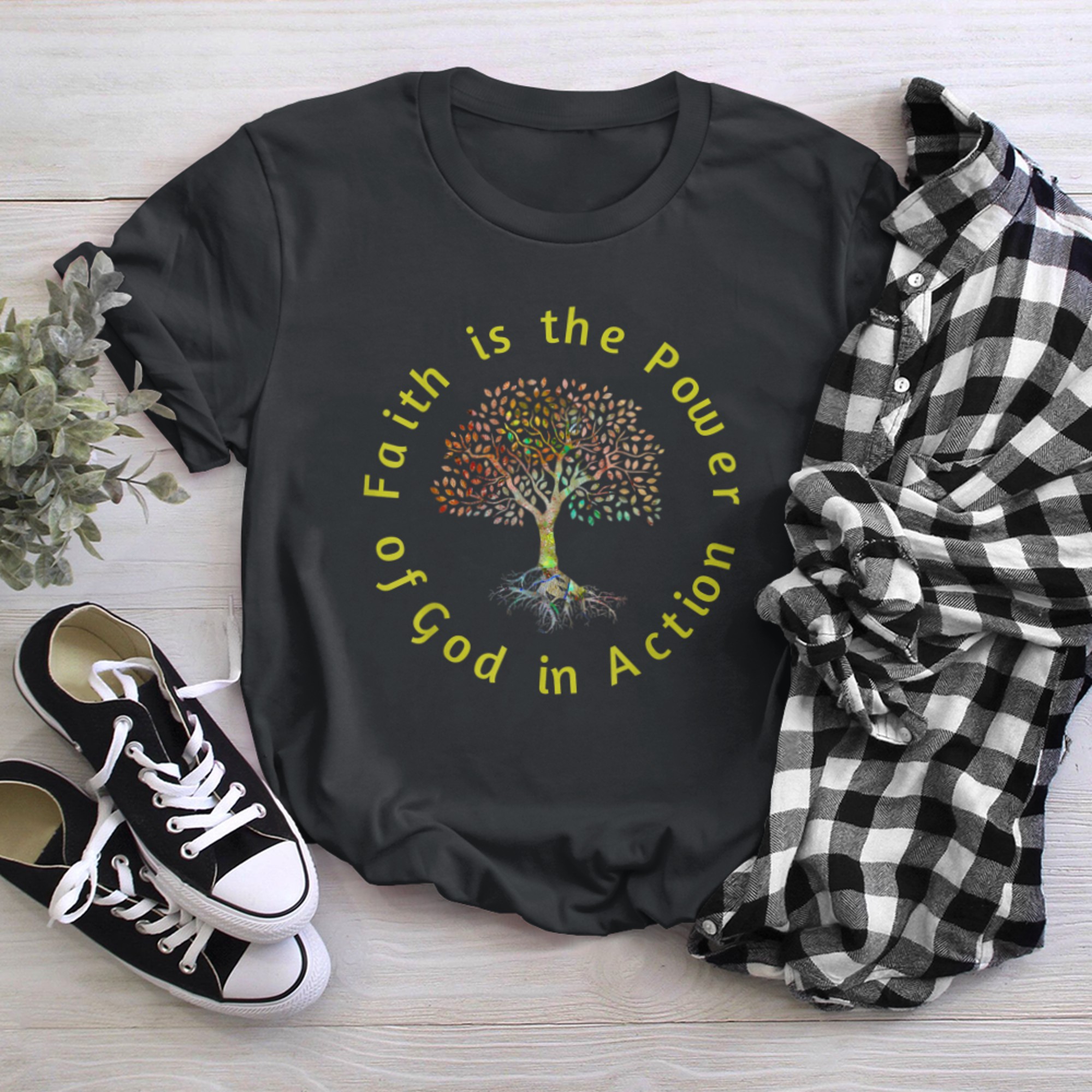 Faith Is Power Tree of Life t-shirt black