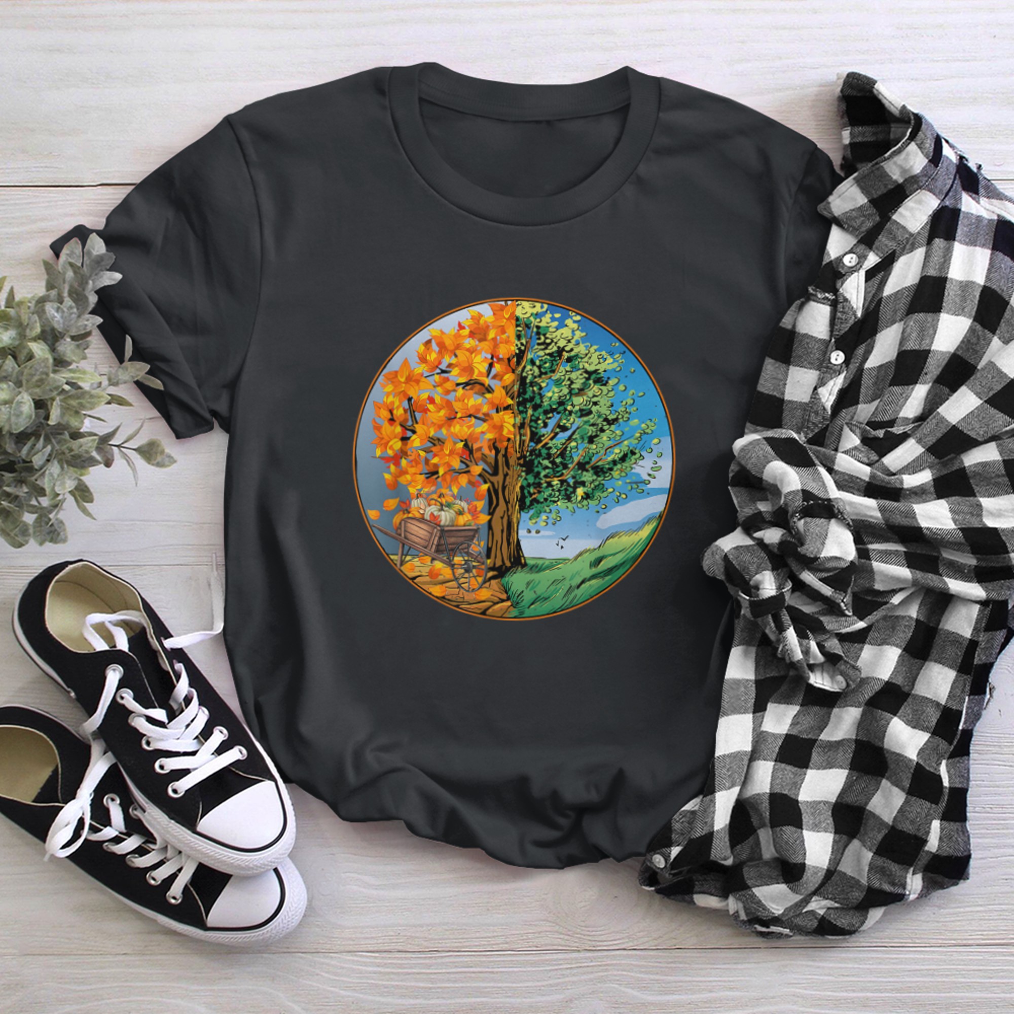 Fall Tree Of Life Pumpkins (1) t-shirt black