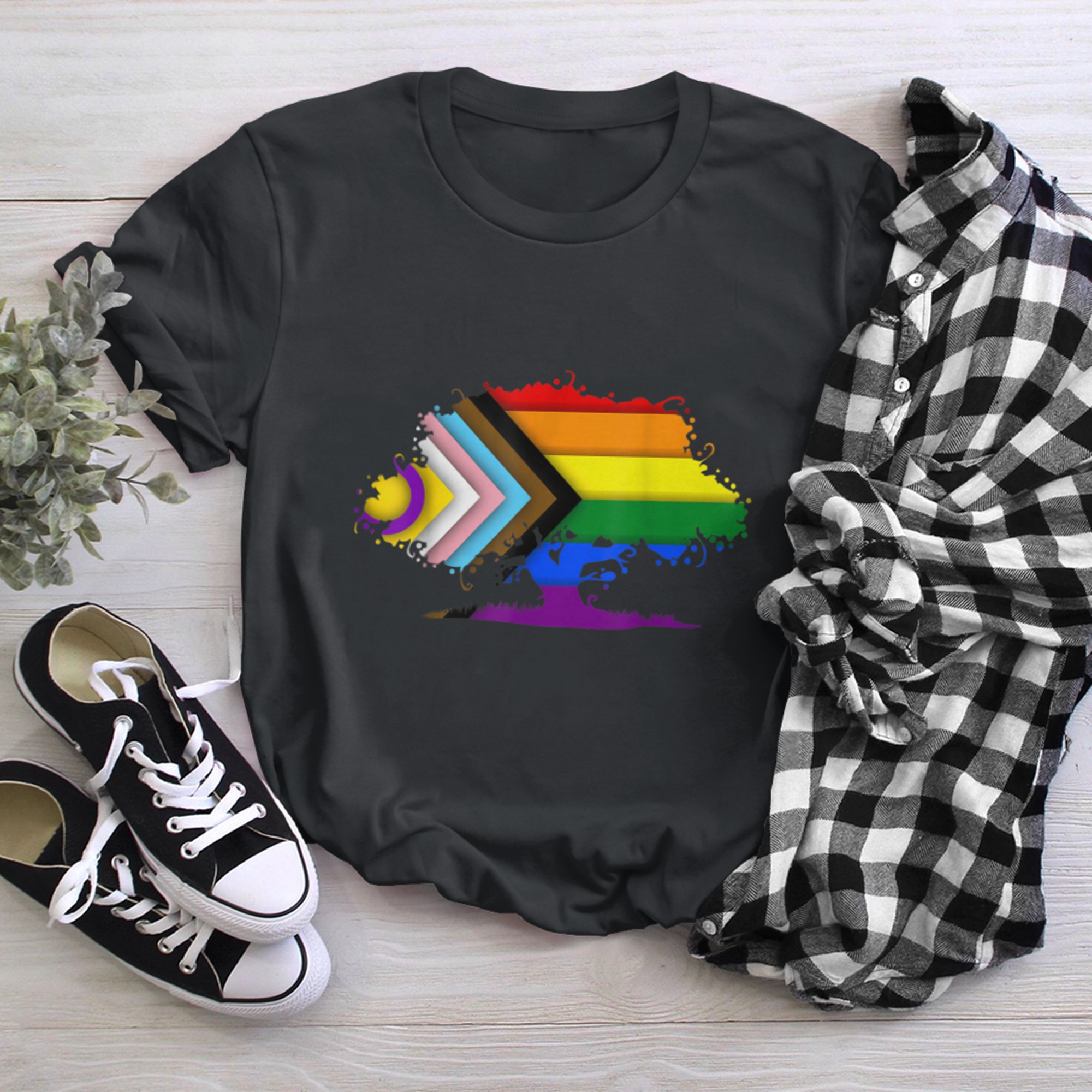 Gay Love LGBTQ+ Cute Aesthetic Tree of Life Pride t-shirt black