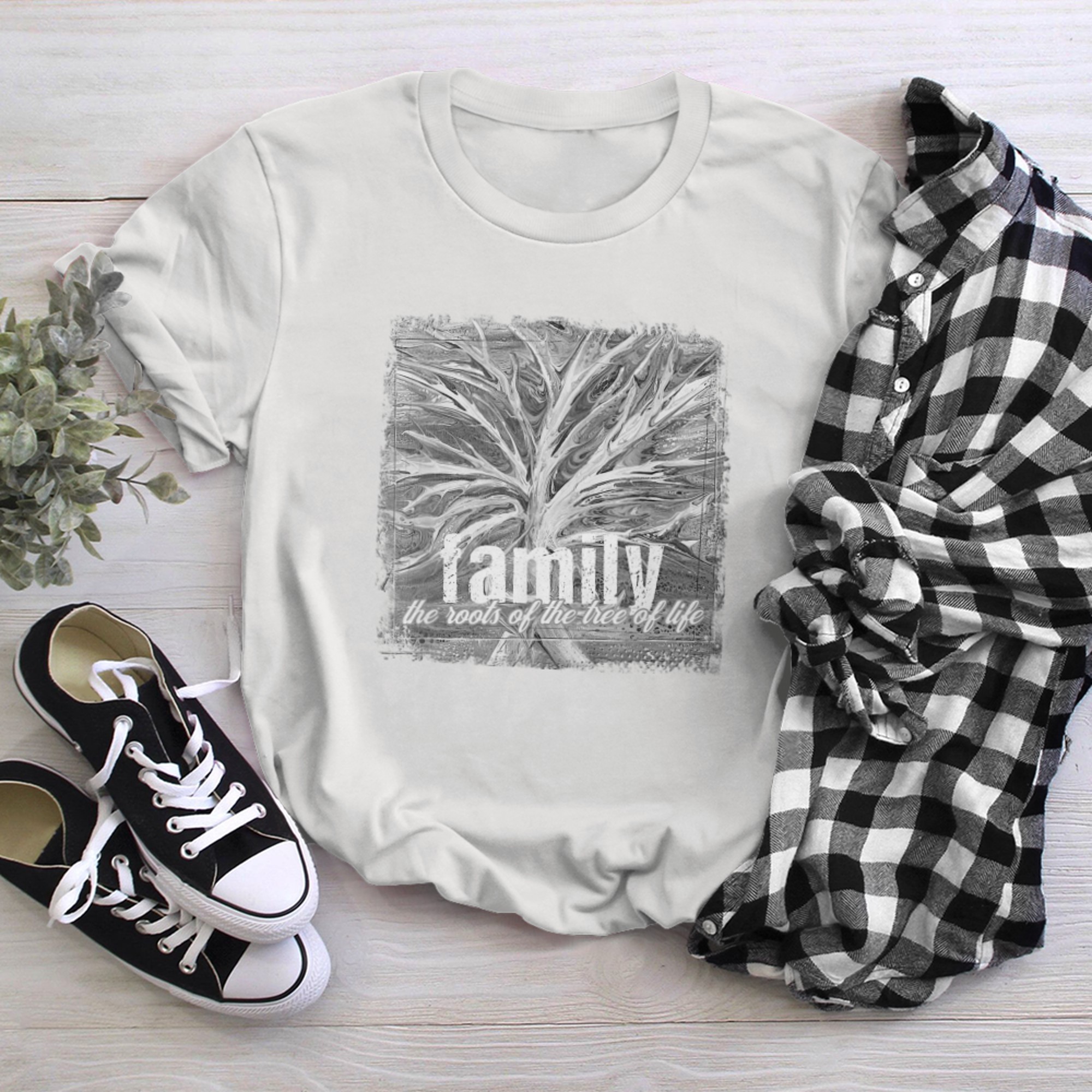 Genealogy Grunge Art Family Roots Tree of Life Men Women t-shirt white