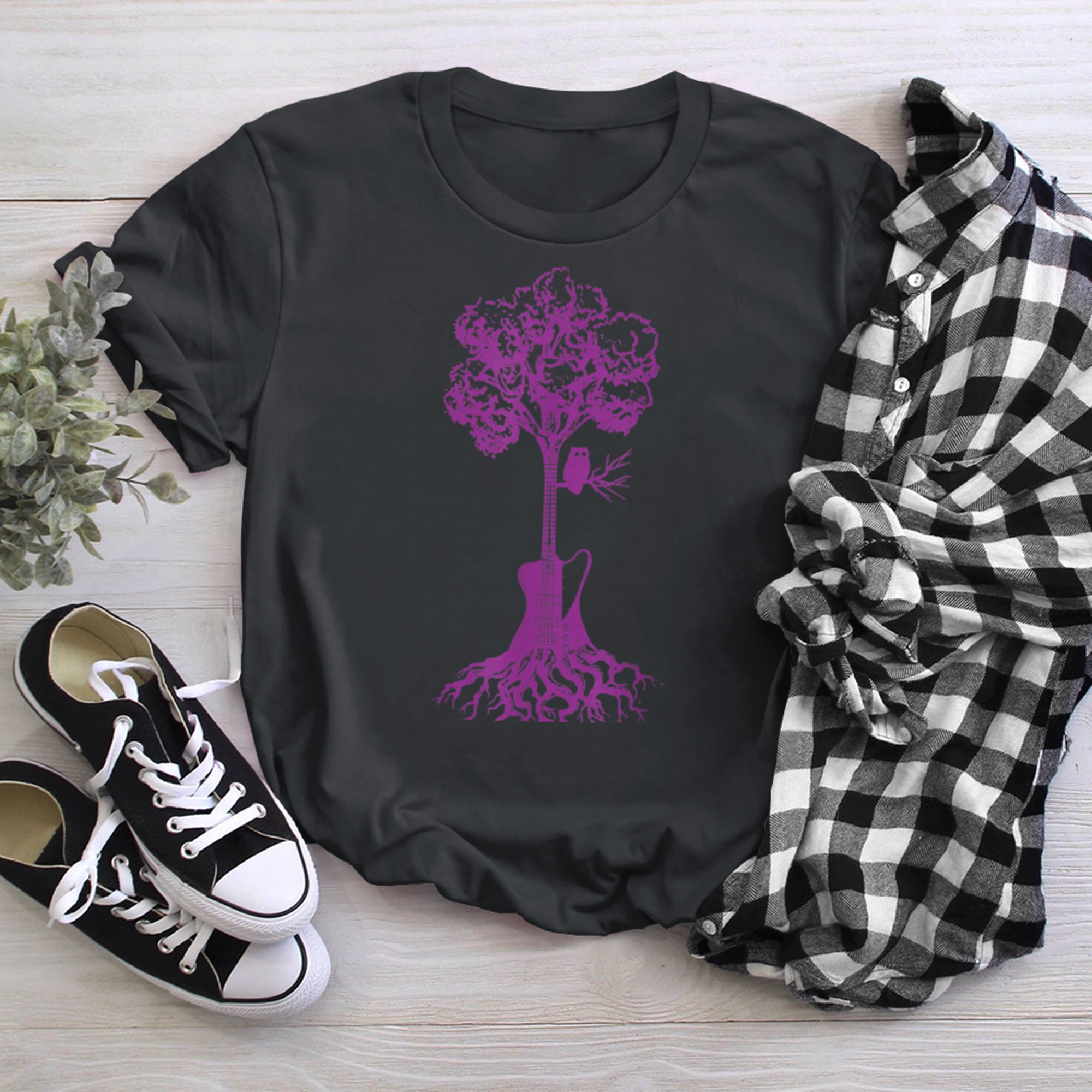 Guitar Shirt, Guitarists Tree of Life (1) t-shirt black