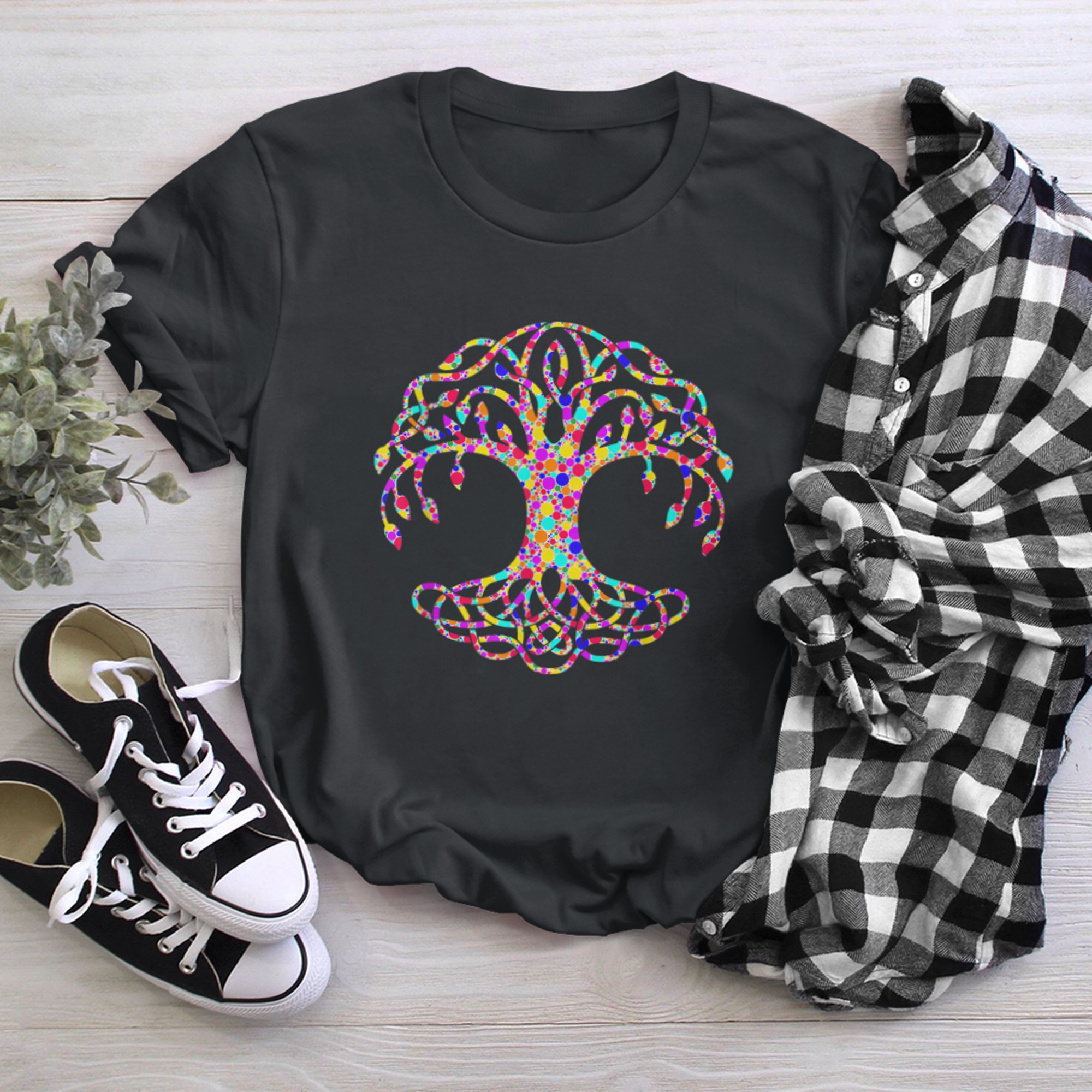 International Dot Day Colorful Dotted Tree Of Life (1) t-shirt black