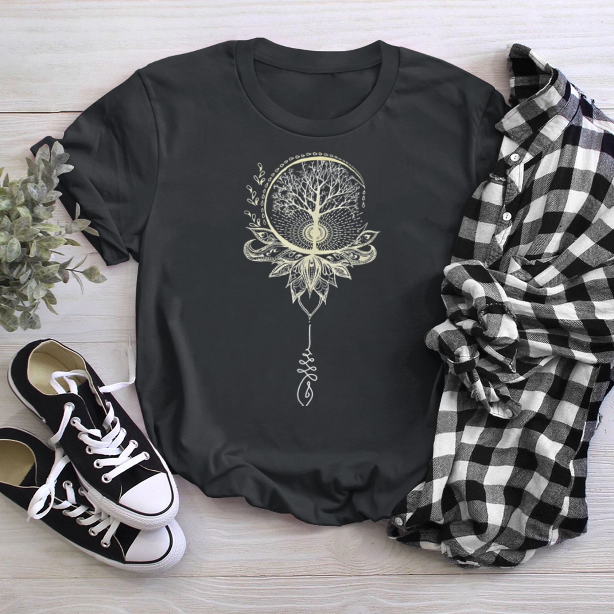 Mandala -Tree of Life Tattoo Style (1) t-shirt black