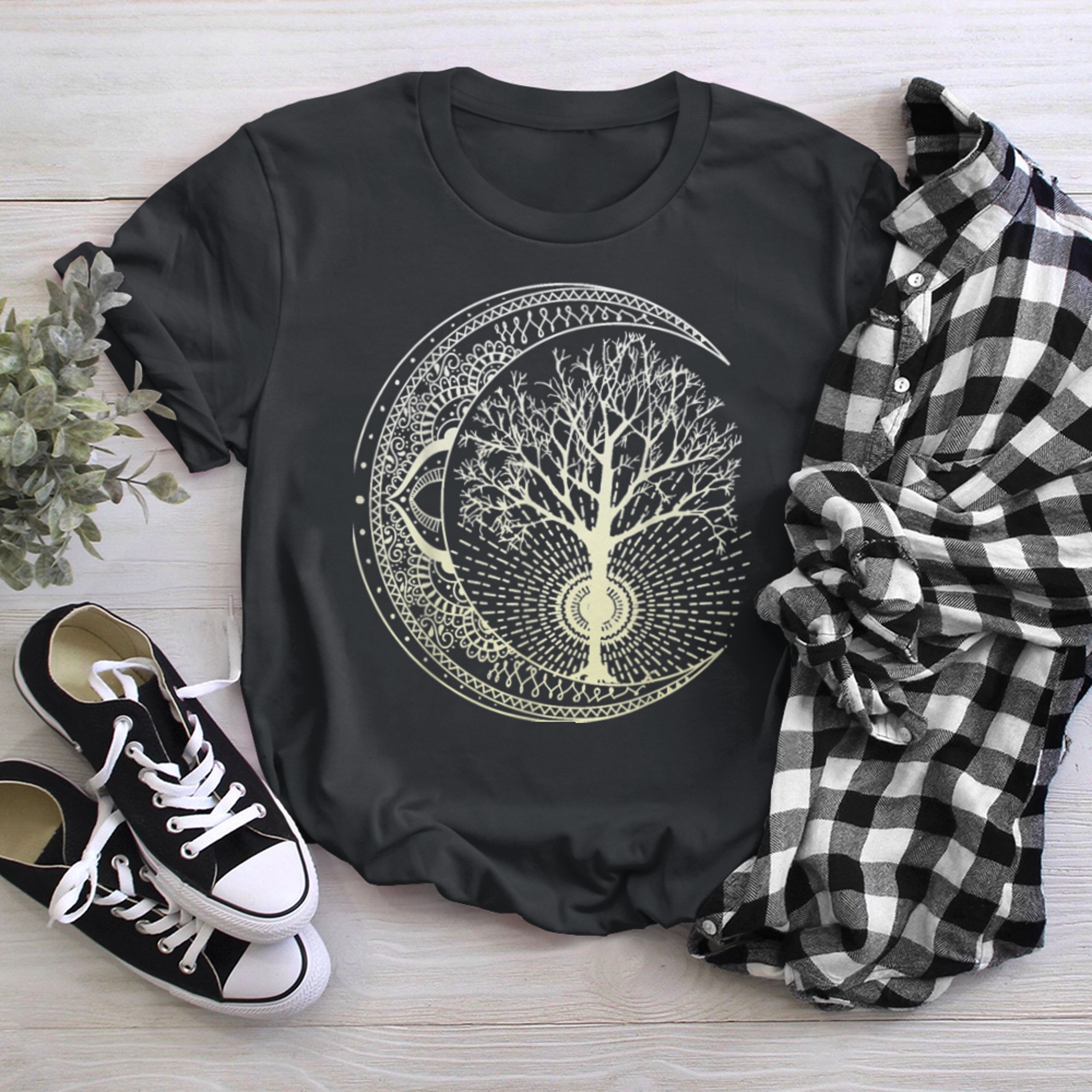 Mandala -Tree of Life Tattoo Style t-shirt black