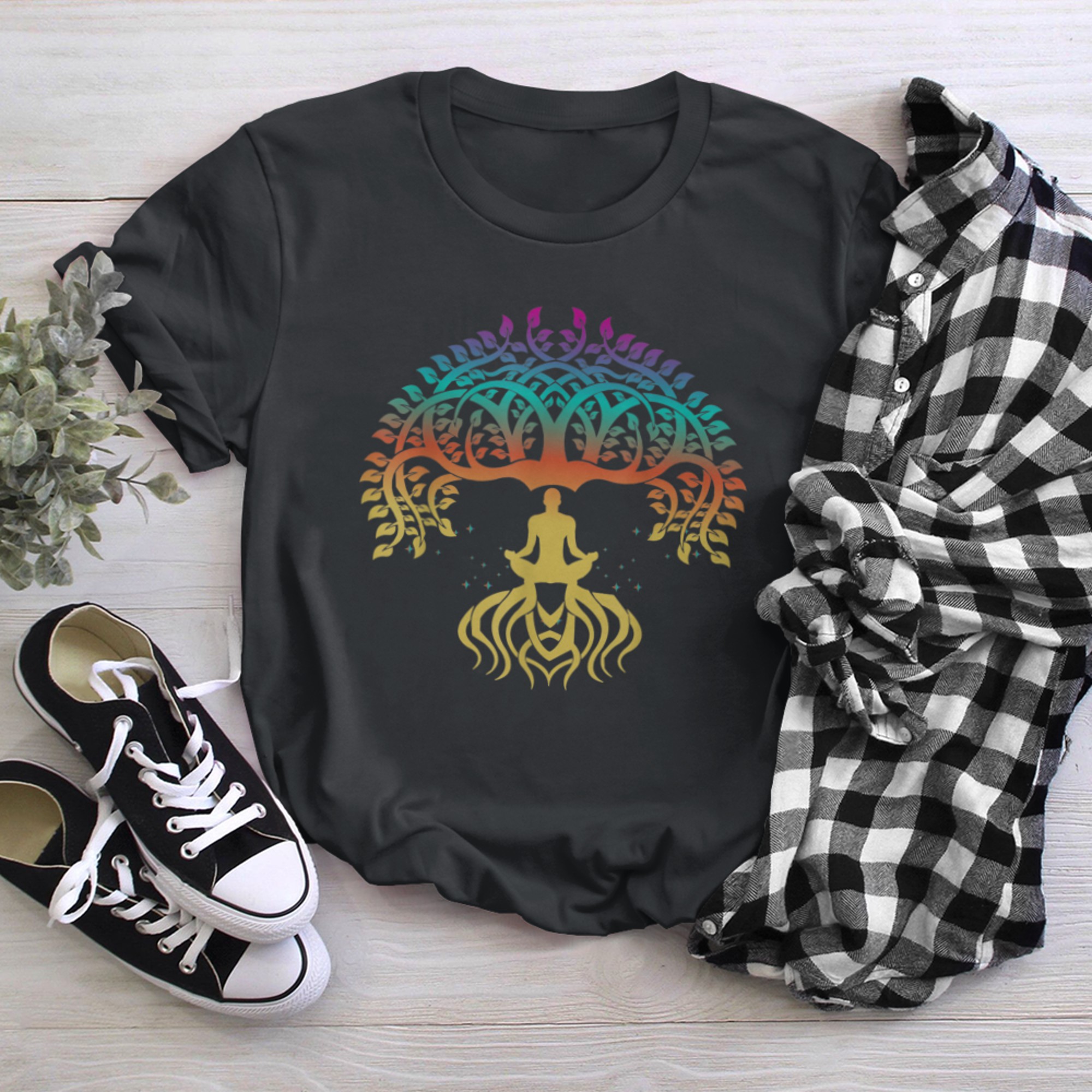 Meditation and Yoga for Yoga and Tree of Life (1) t-shirt black