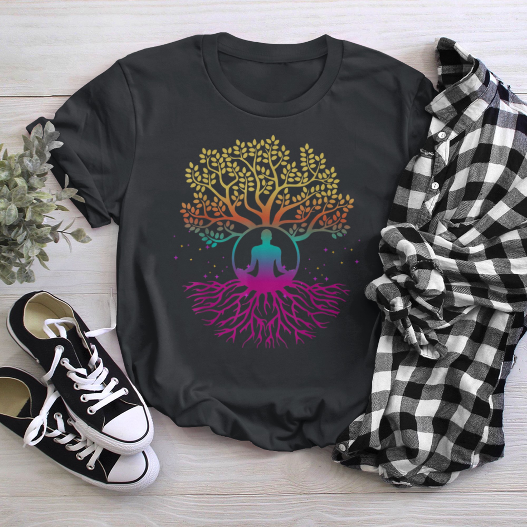 Meditation and Yoga for Yoga and Tree of Life t-shirt black