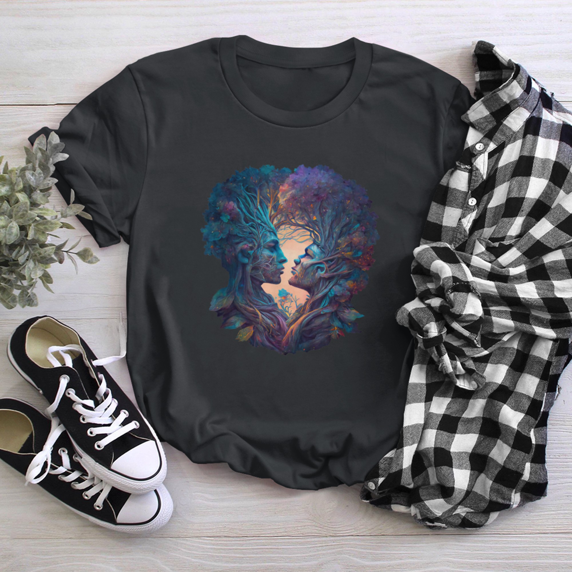 Mens Earth Lovers, masculine energy, tree of life, lgbtq+ t-shirt black