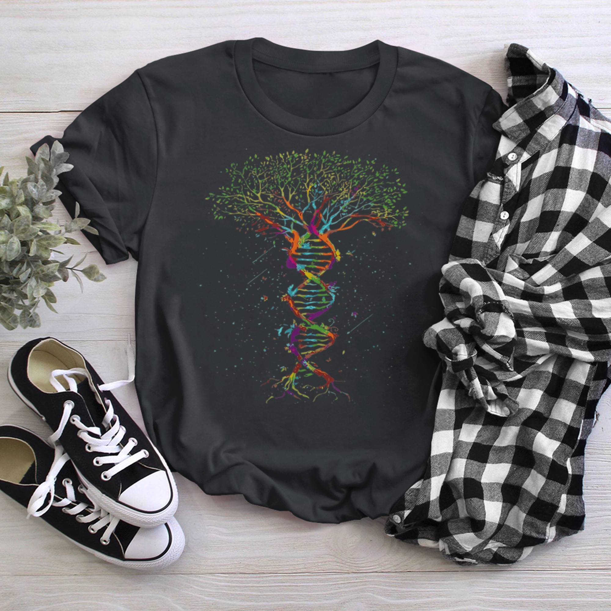 Men's ,Woman's Graphic, Tree of life , DNA, Fun t-shirt black