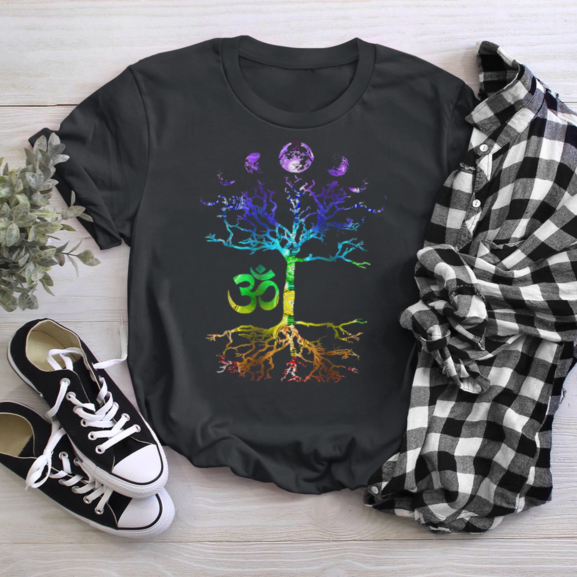 Moon Tree of Life Phase Om Chakra t-shirt black