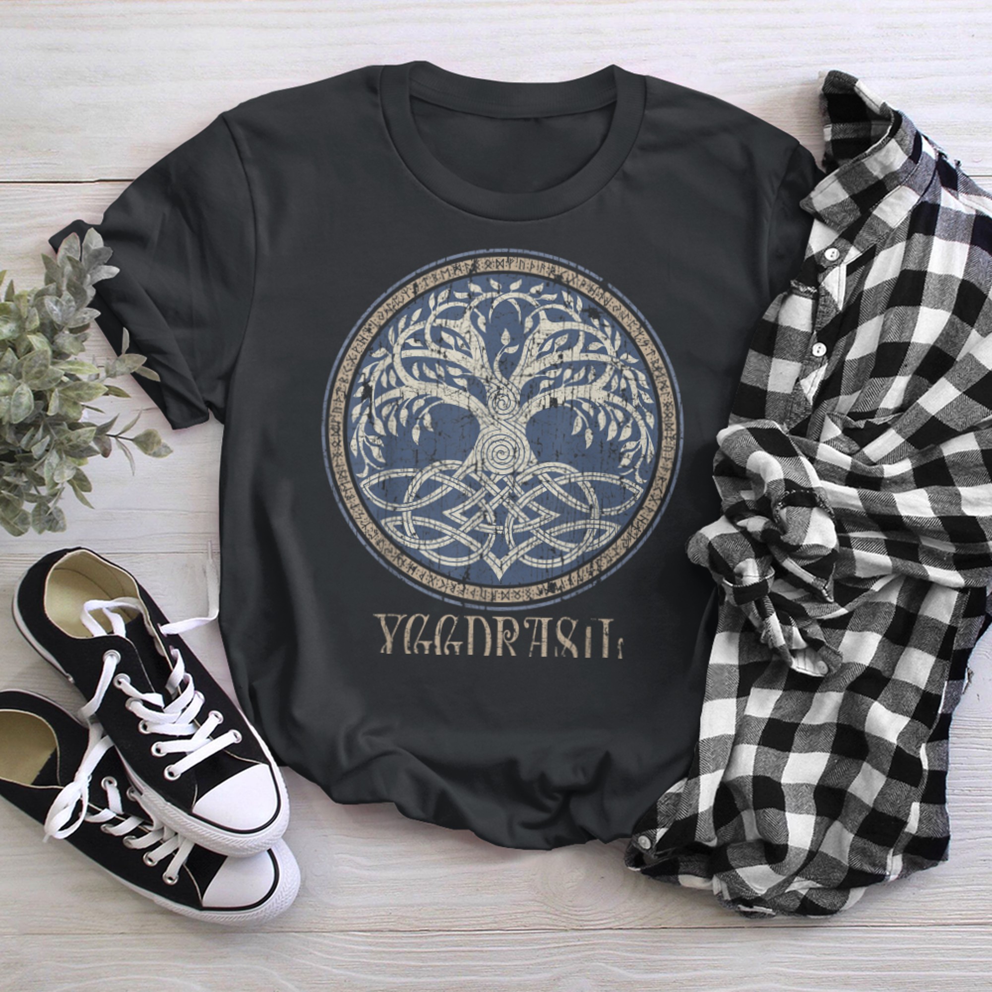 Nordic Mythology Viking Tree of Life Norse Yggdrasil Pagan t-shirt black