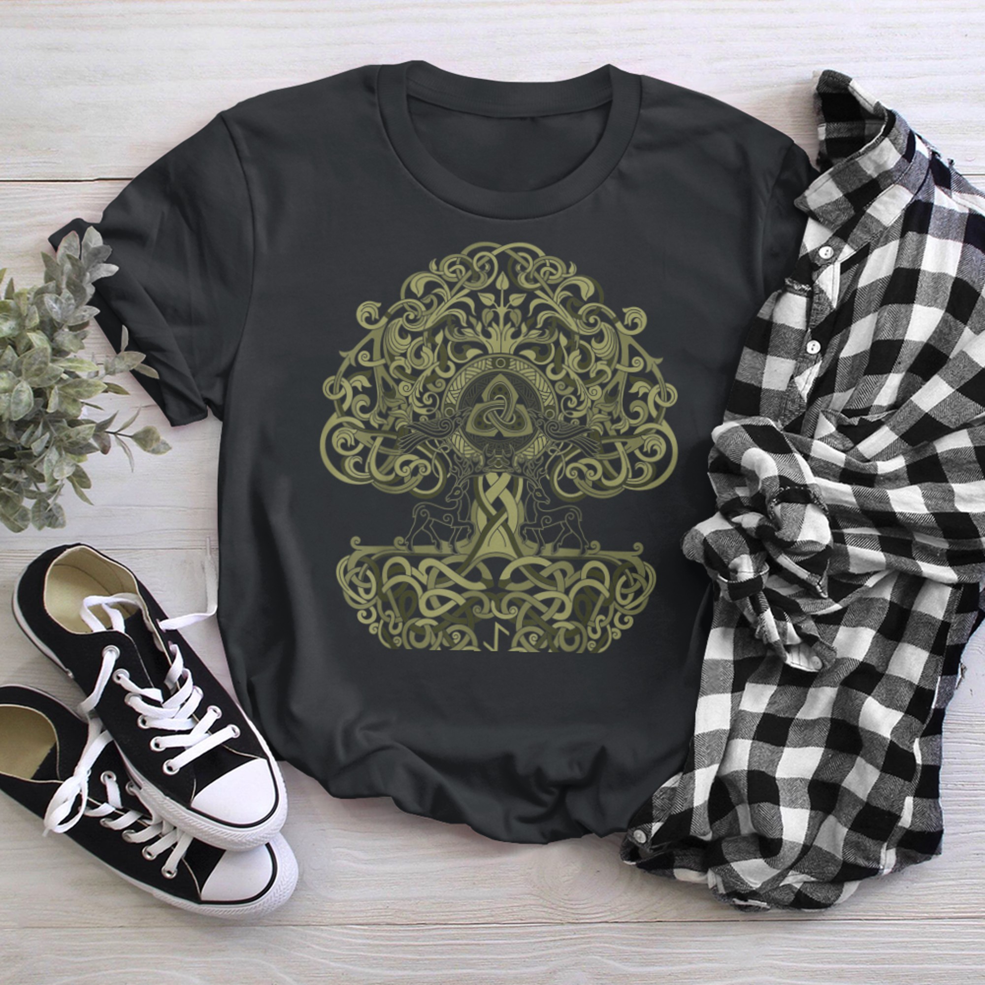 Nordic Viking Tree of Life Norse Yggdrasil Pagan Mythology t-shirt black