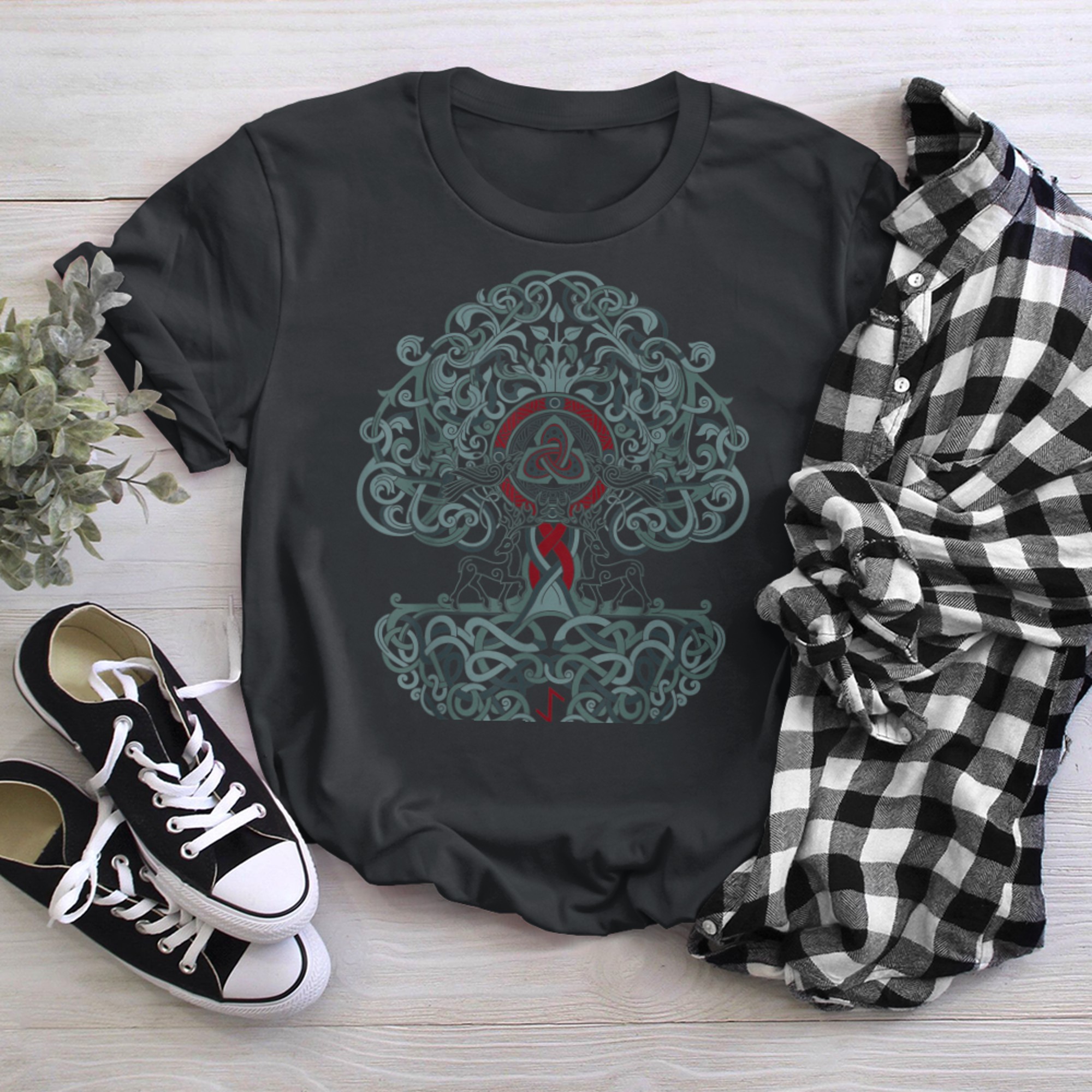 Norse Viking Tree of Life Nordic Yggdrasil Pagan Mythology t-shirt black