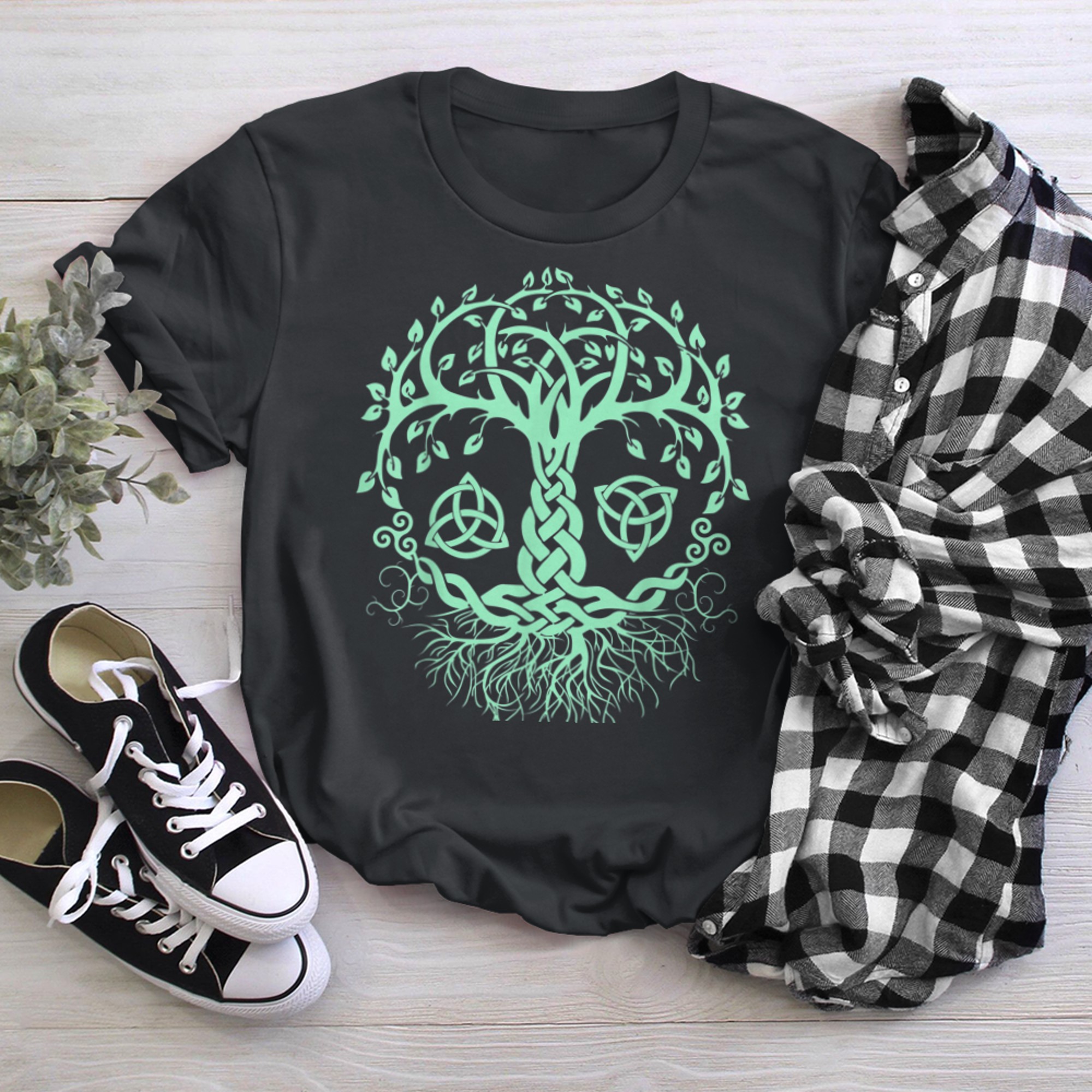 OCCULT WICCA & PAGAN WITCHCRAFT WICCAN TREE OF LIFE (5) t-shirt black