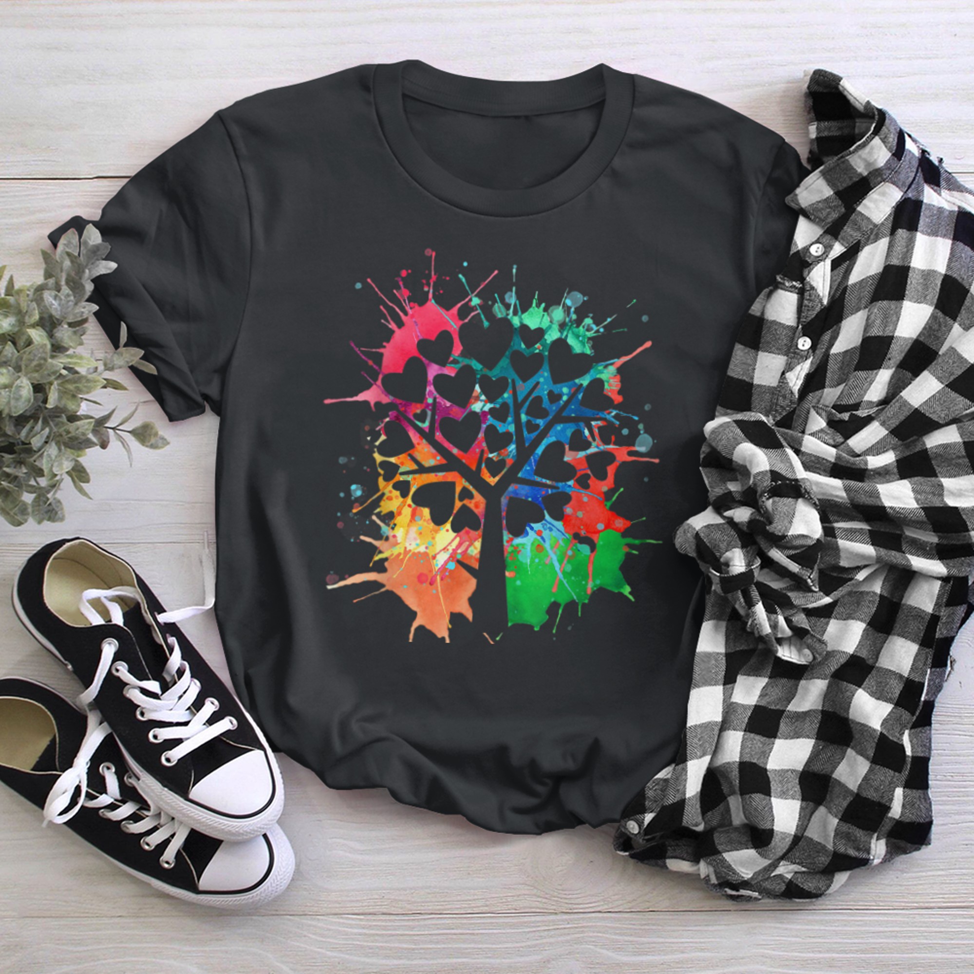 Paint Drip Tree T-shirt, Paint Splash Tree of Life (2) t-shirt black