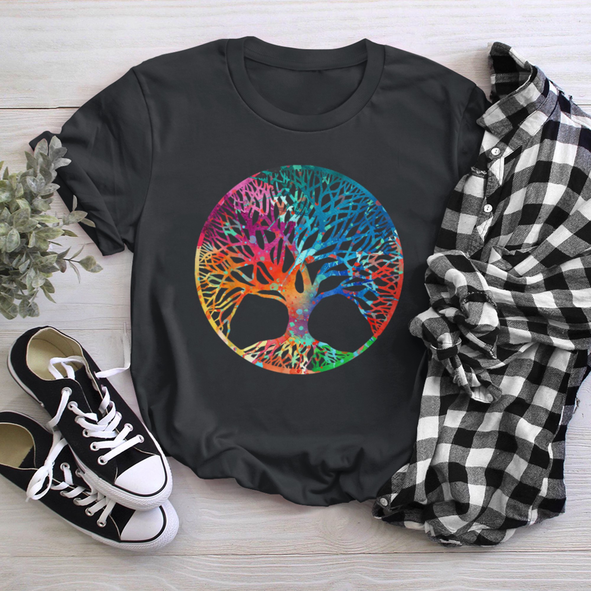 Paint Drip Tree T-shirt, Paint Splash Tree of Life (3) t-shirt black