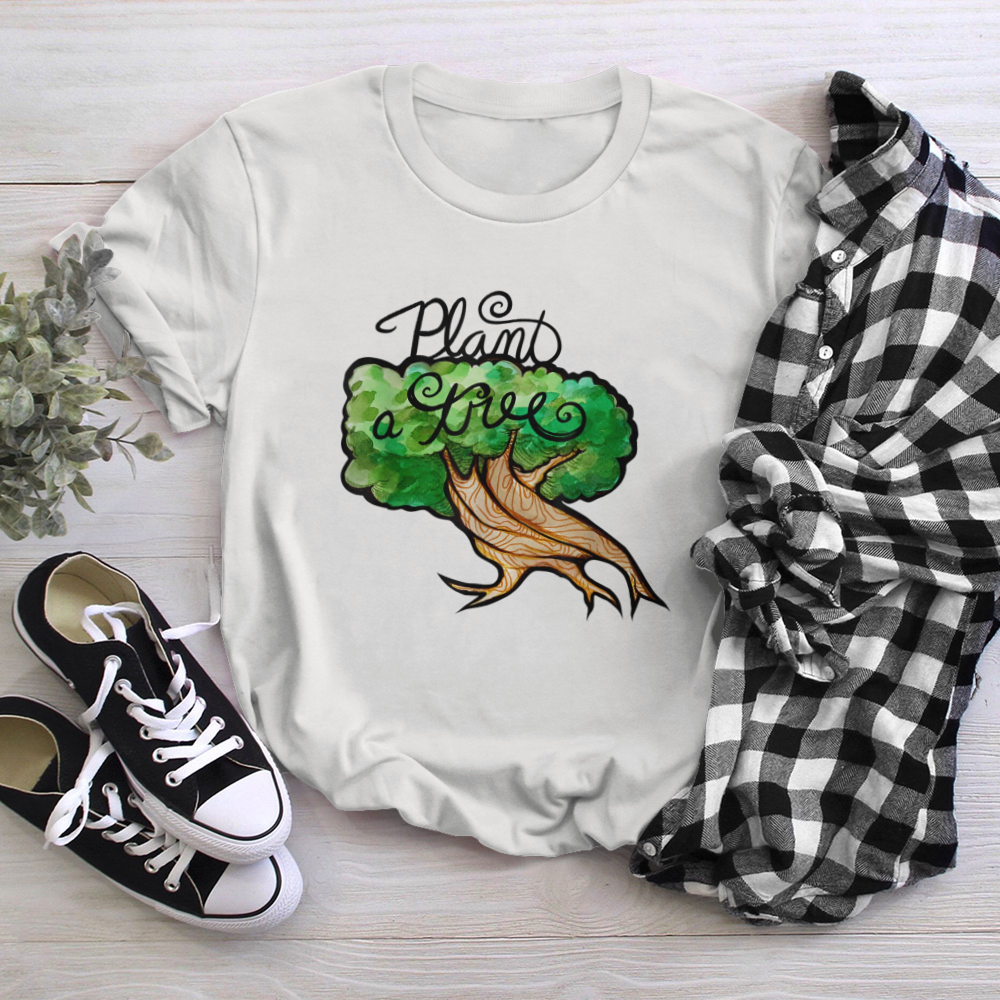 Plant a Tree Earth Day Green Tree of life artwork t-shirt white