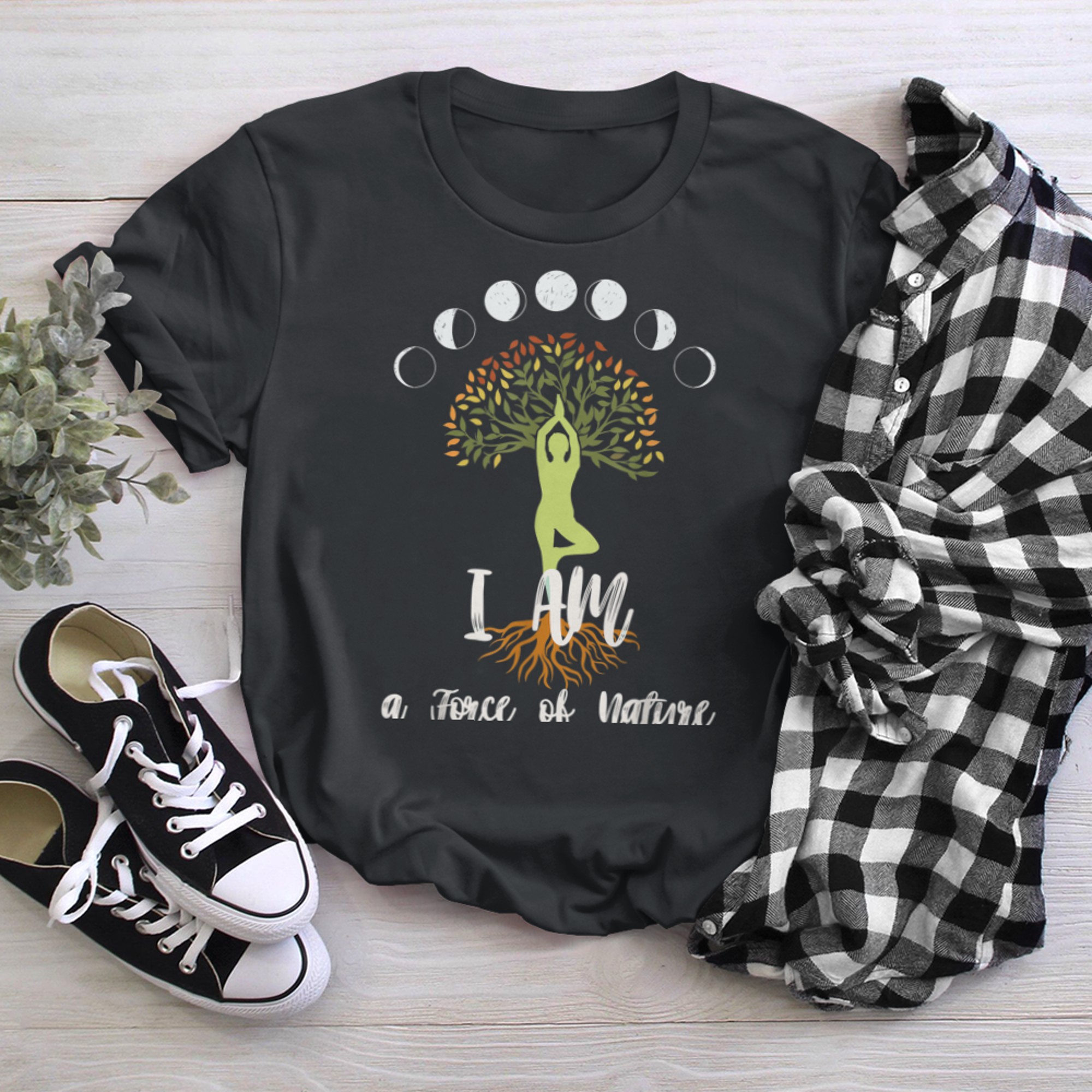 Powerful Women's Affirmation Inspirational Tree of Life t-shirt black