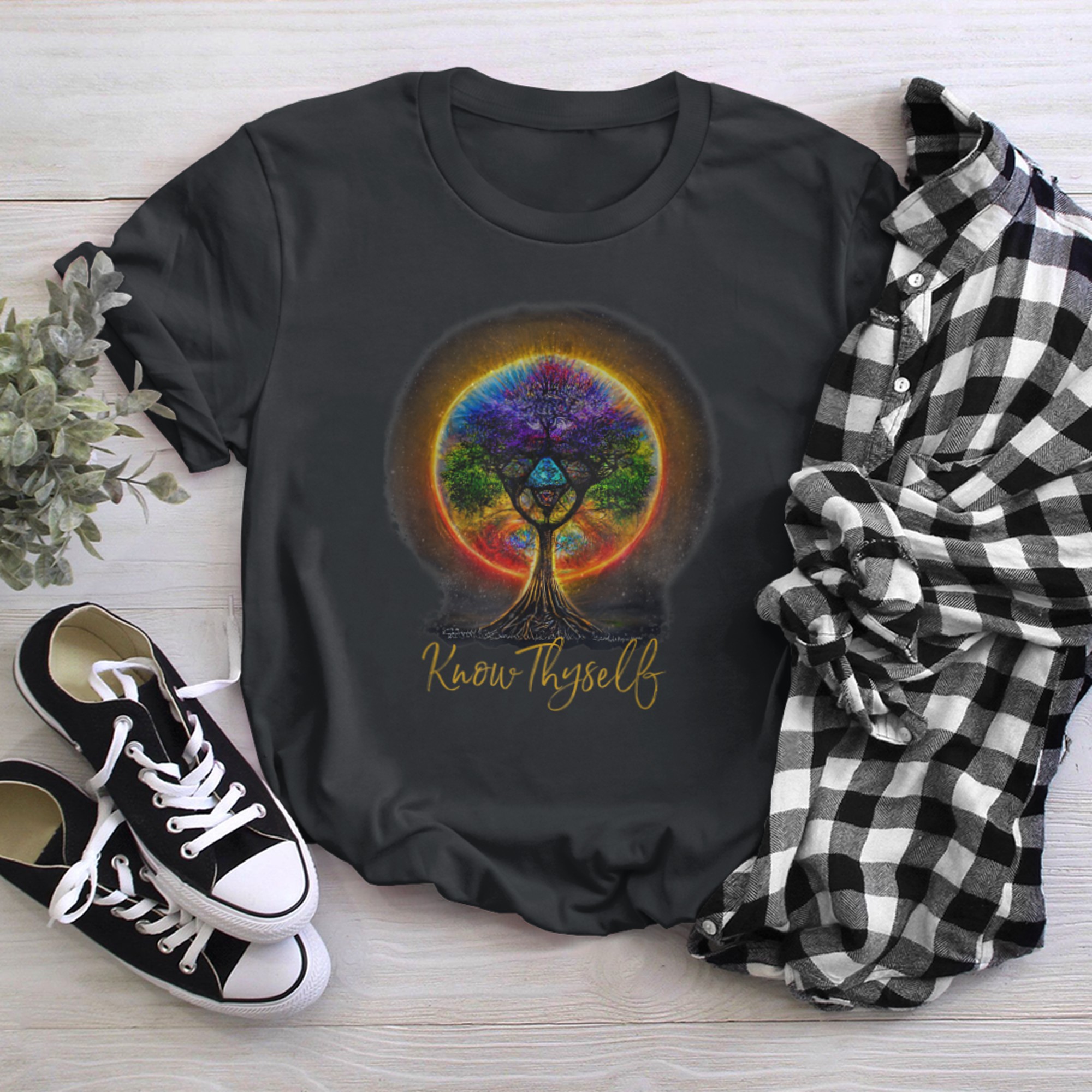 Sacred Geometry Tree Of Life Know Thyself Spiritual New Age (1) t-shirt black