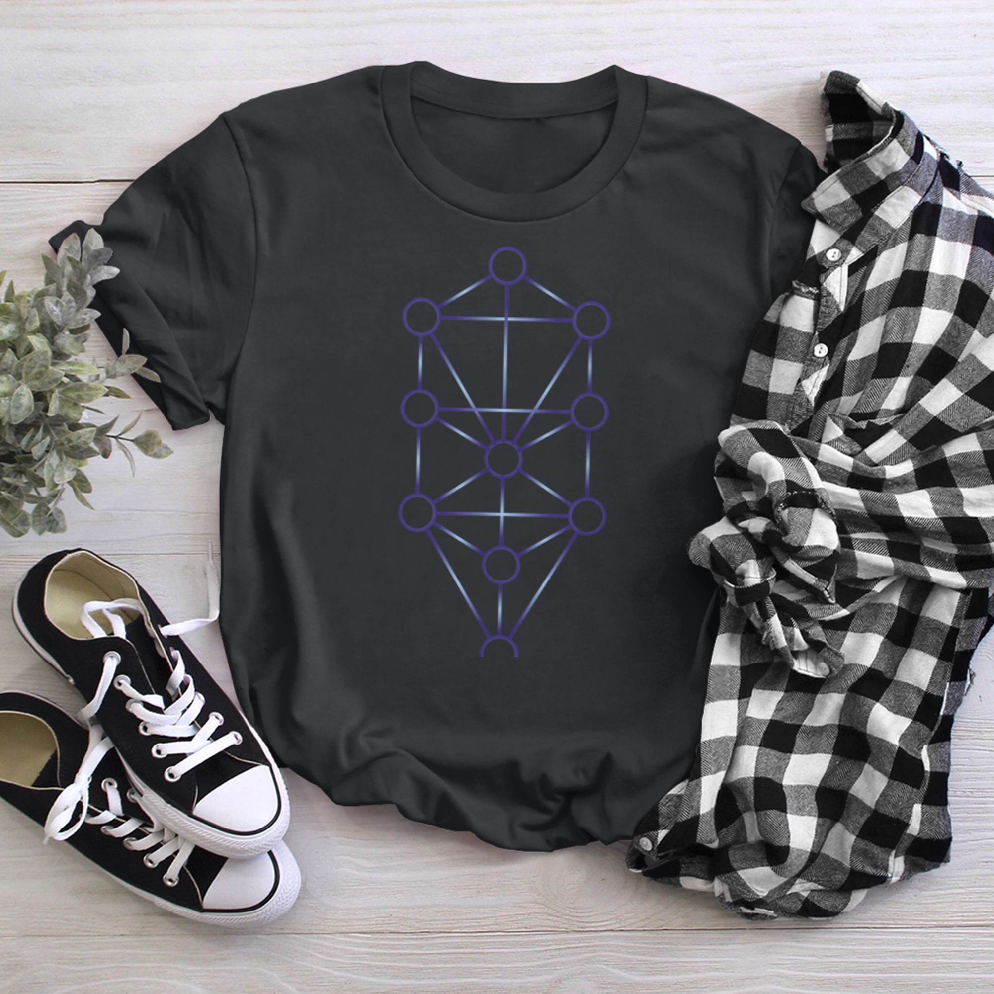 Sacred Geometry Tree Of The Life Spiritual Occult Chakra t-shirt black