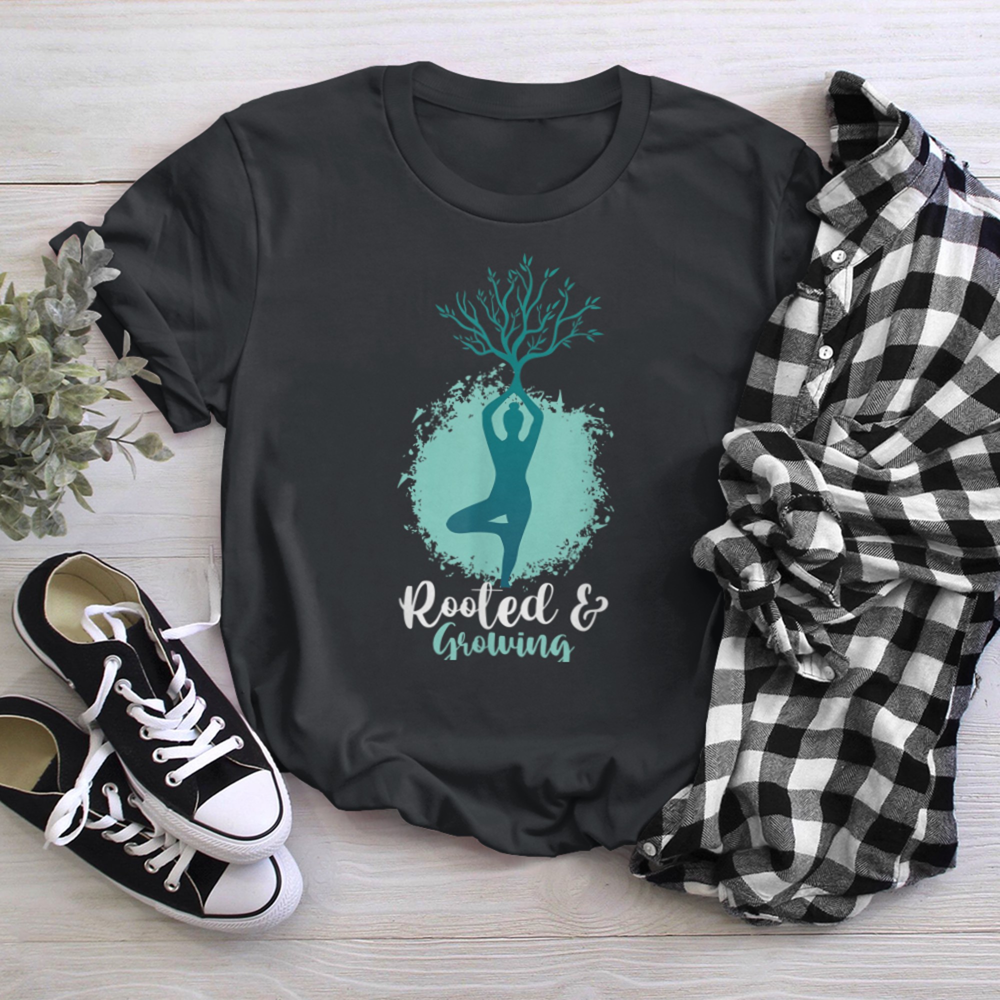 Sacred Tree Yoga Meditation Tree Of Life Rooted And Growing t-shirt black