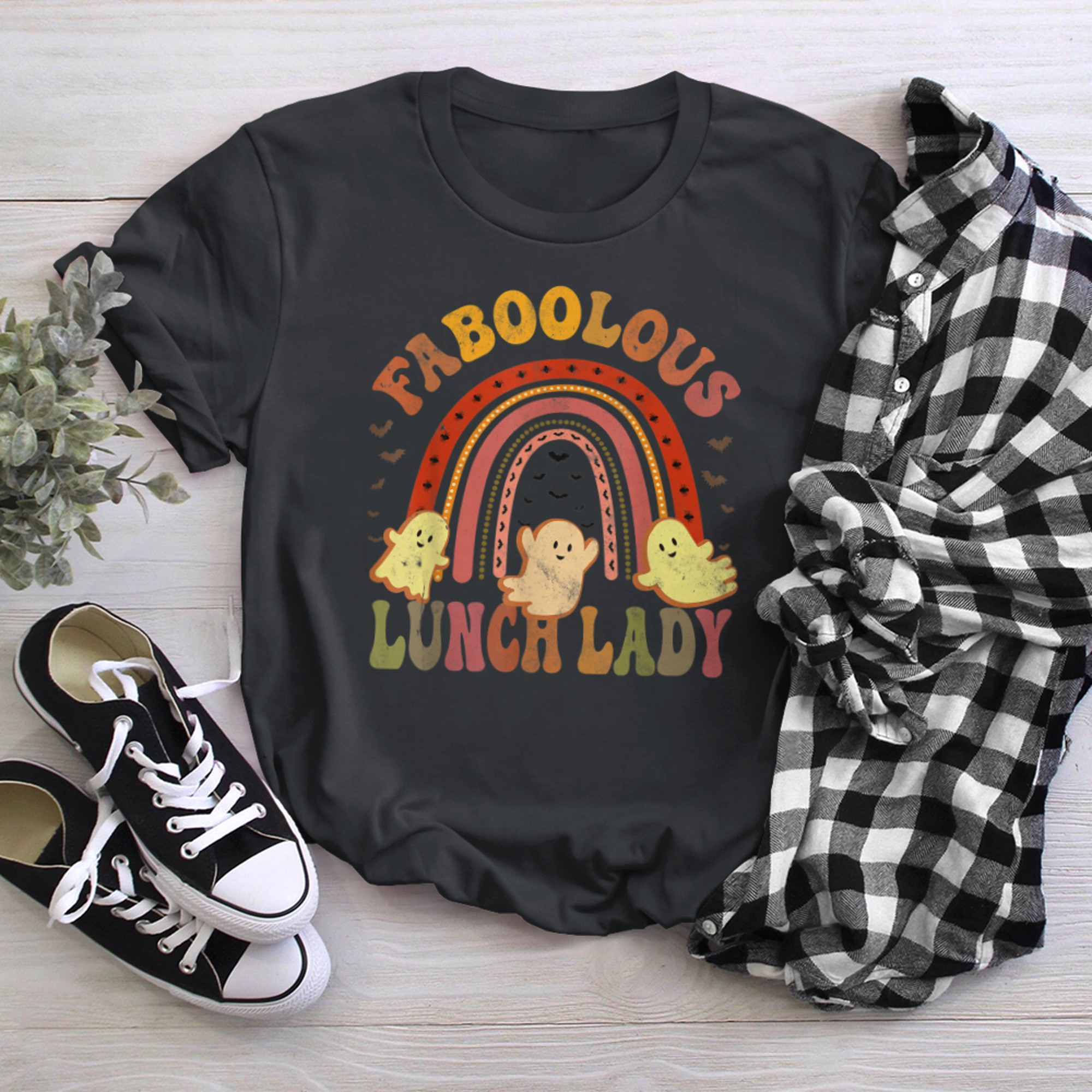 Vintage FABOOLOUS LUNCH LADY Costume This Is My Scary Vibes (1) t-shirt black