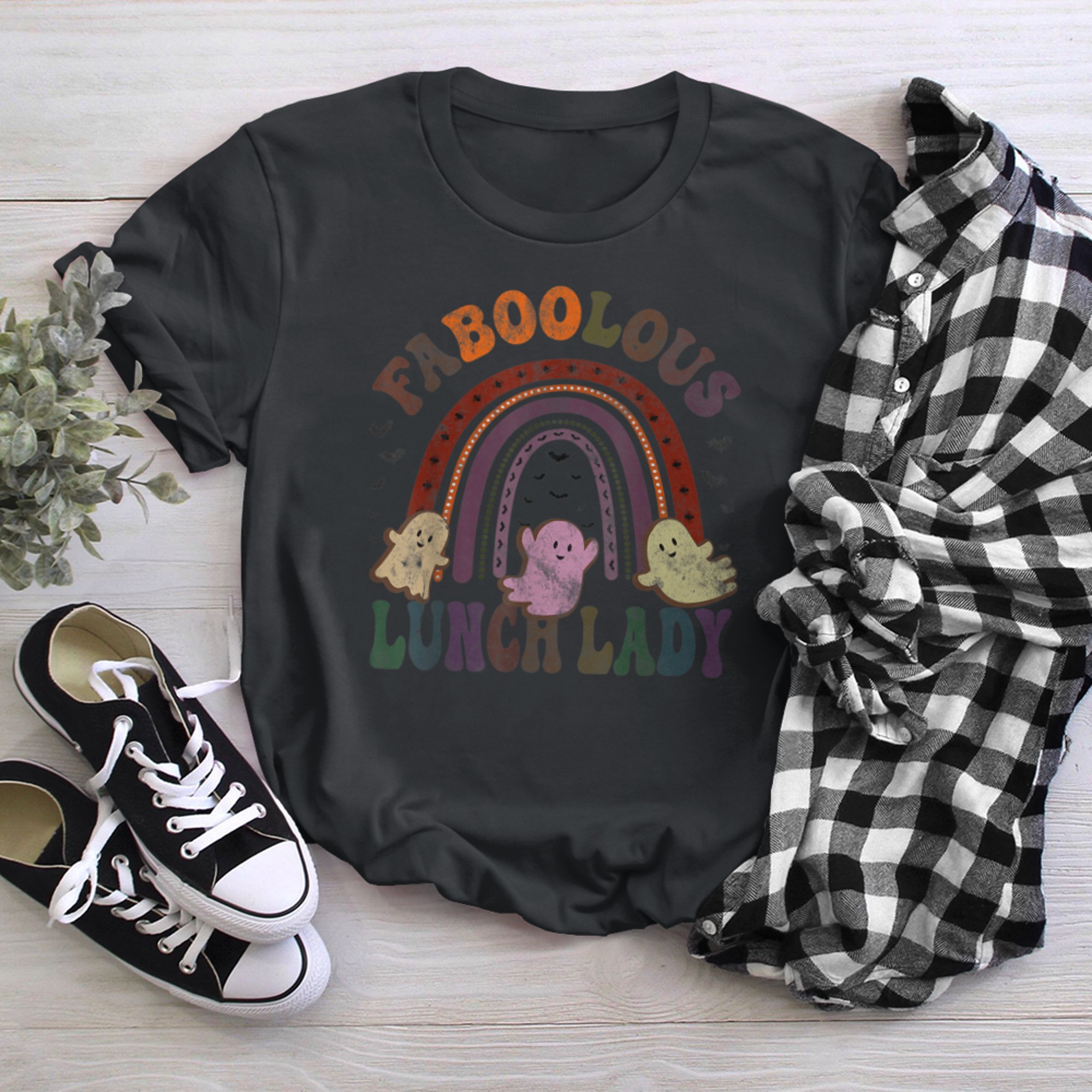 Vintage FaBOOlous LUNCH LADY Costume This Is My Spooky t-shirt black