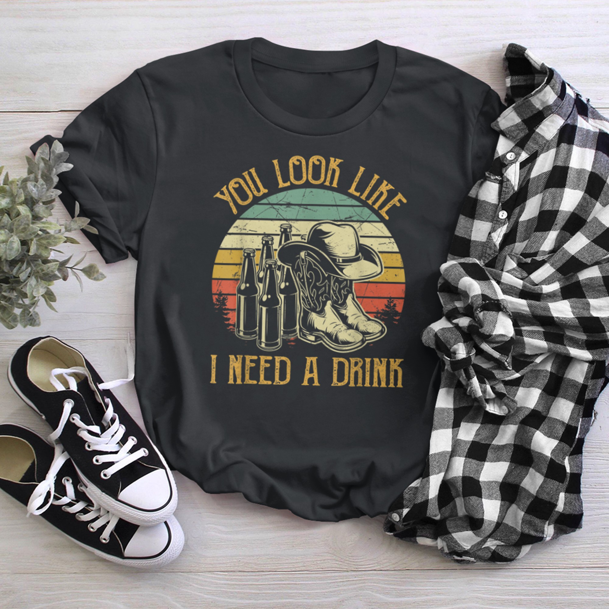 You Look Like I Need A Drink Funny Drinking Country Music t-shirt black