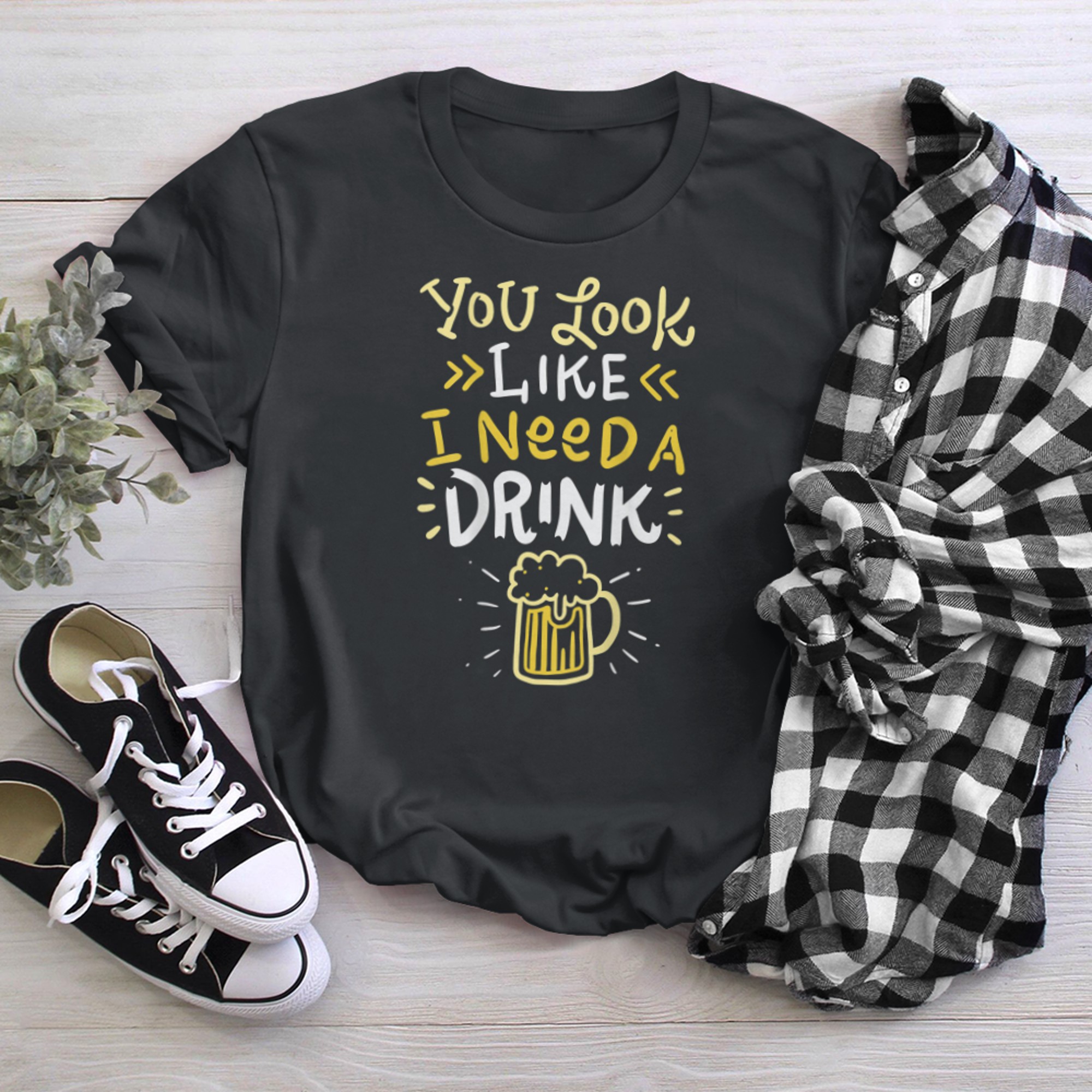 You Look Like I Need A Drink T Shirt Mens Humor t-shirt black