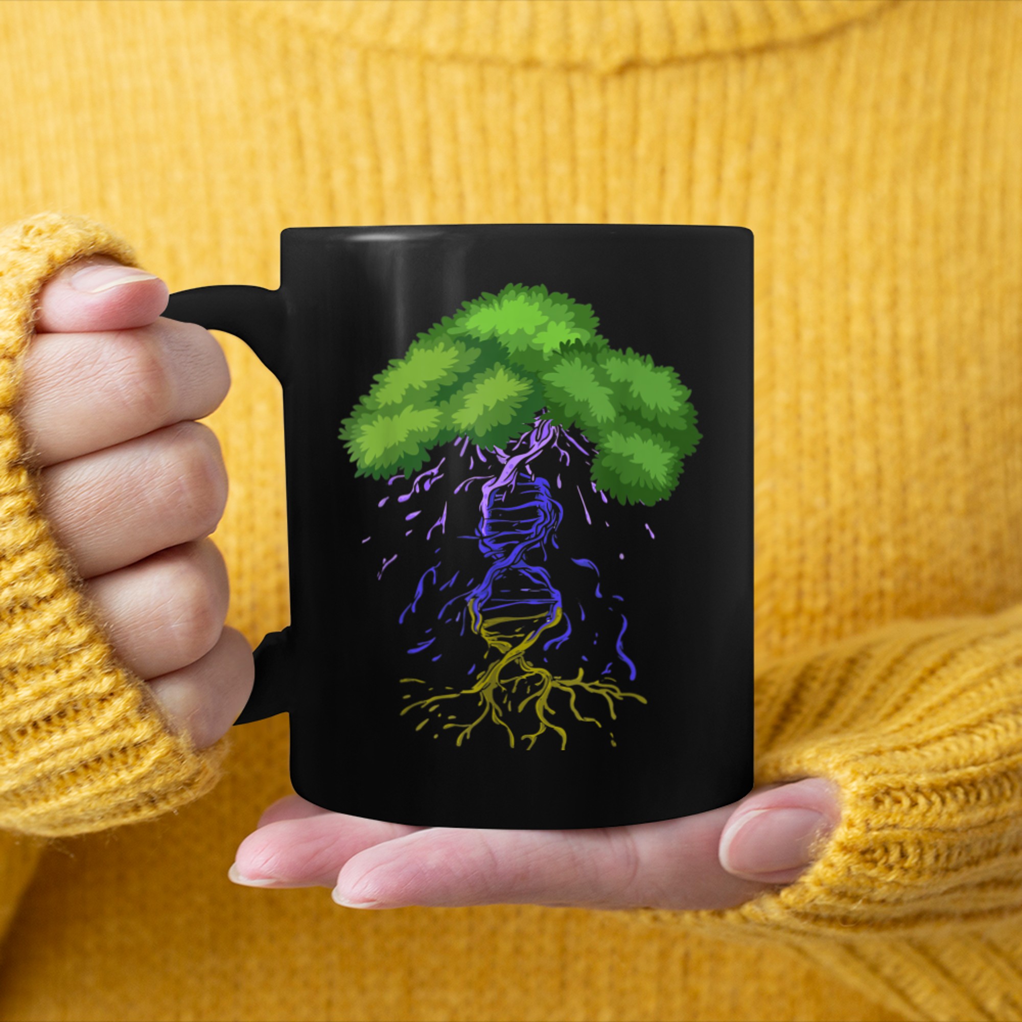 DNA Fractal Genealogy Of Life Earth Genetics Biologist Tree mug black