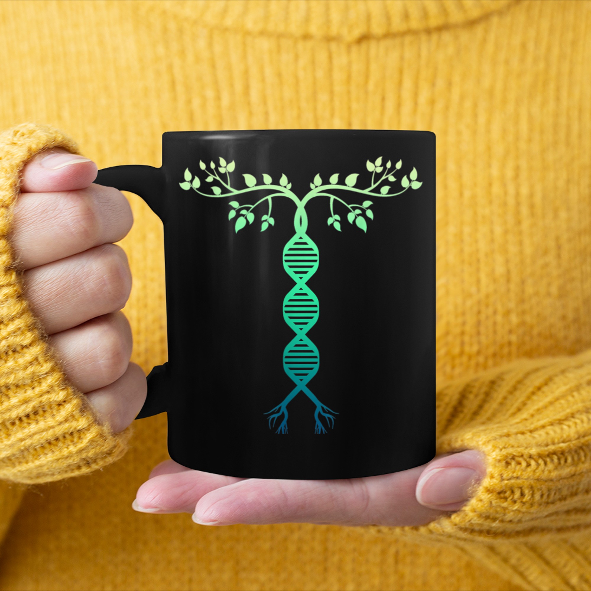 DNA Tree of Life Genetics Evolve Earth Day Biology Teacher mug black